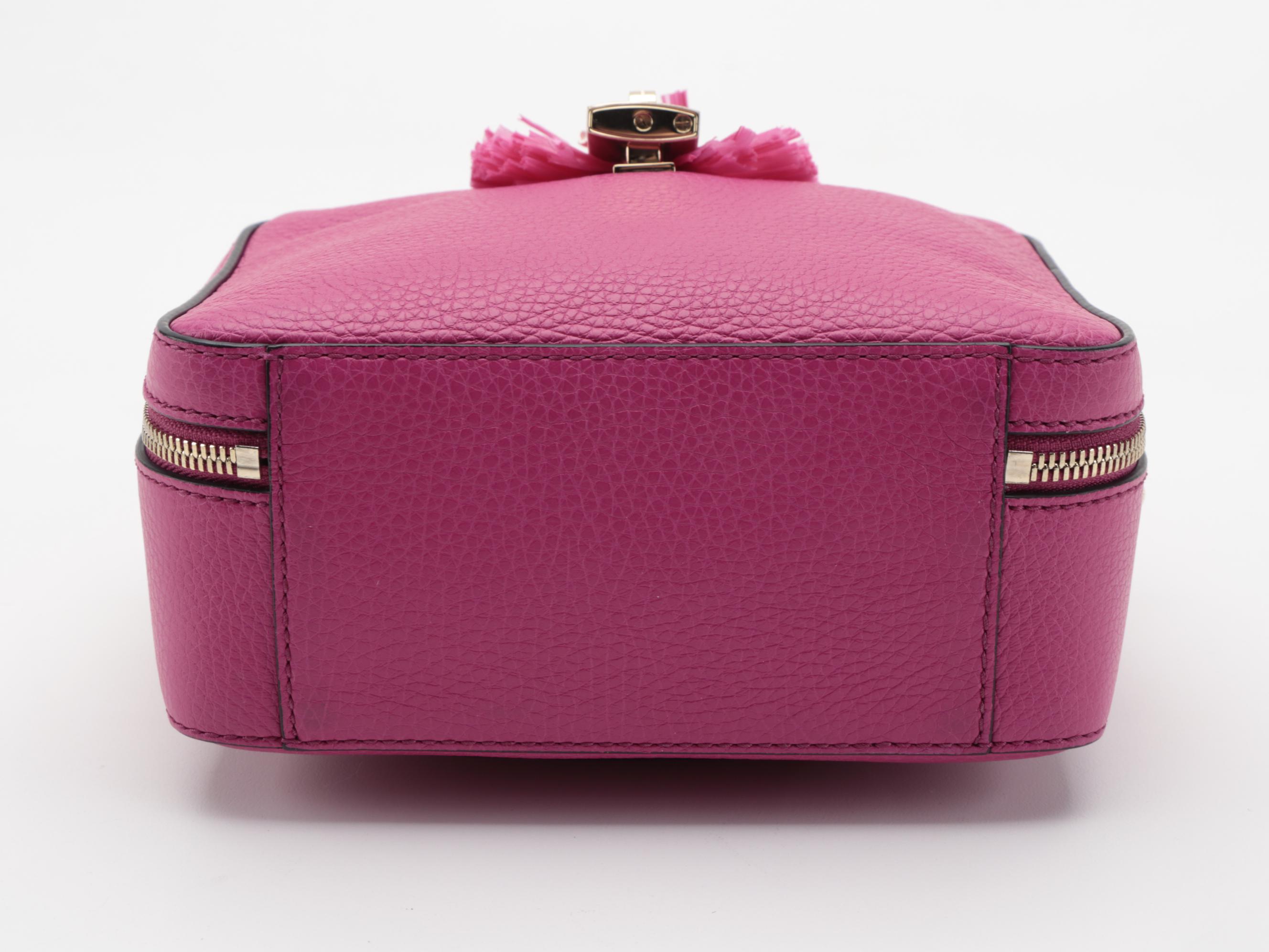 Dolce & Gabbana Embellished Pom-Pom Pink Grained Leather Two-Way Box Satchel