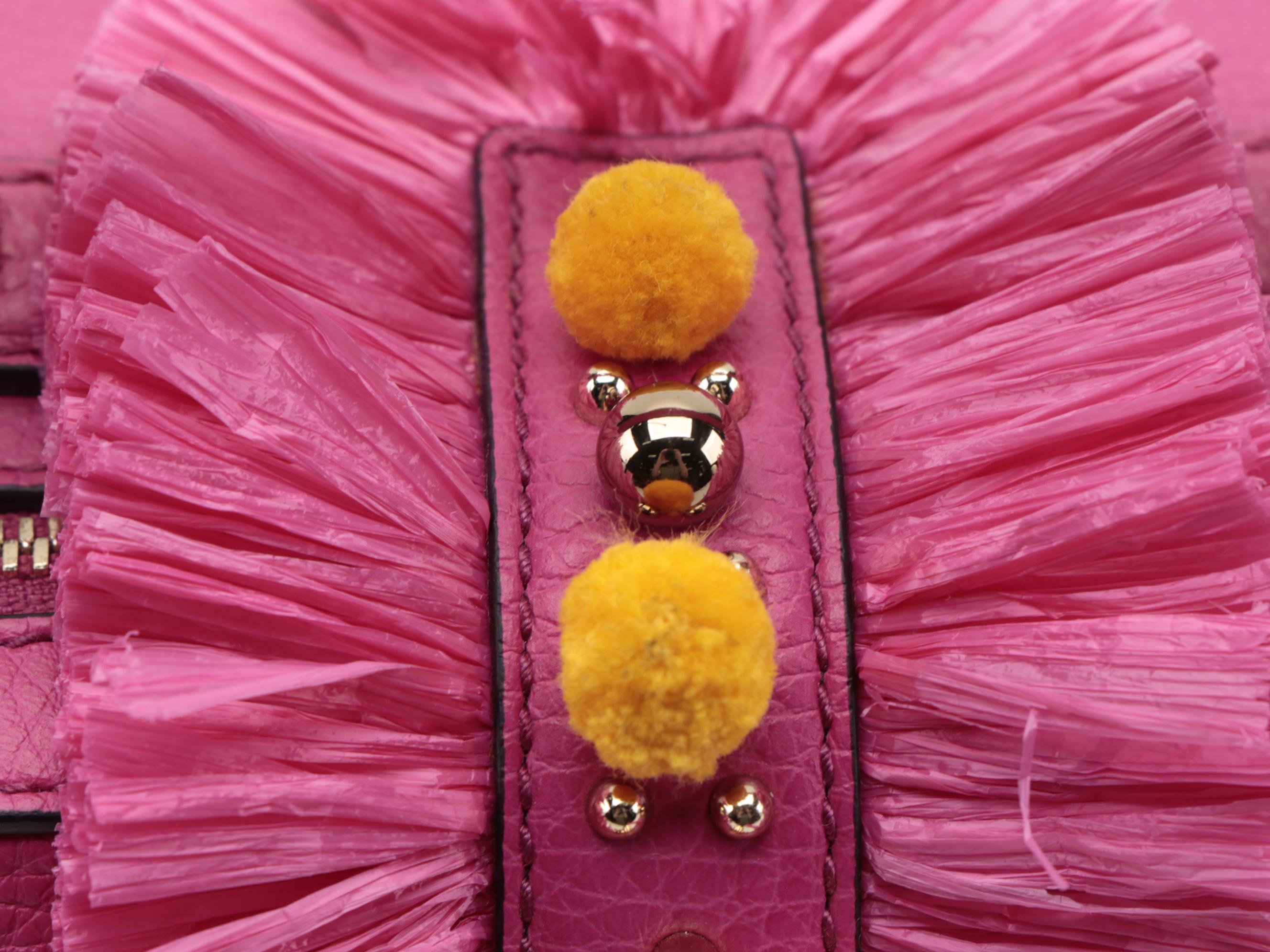 Dolce & Gabbana Embellished Pom-Pom Pink Grained Leather Two-Way Box Satchel