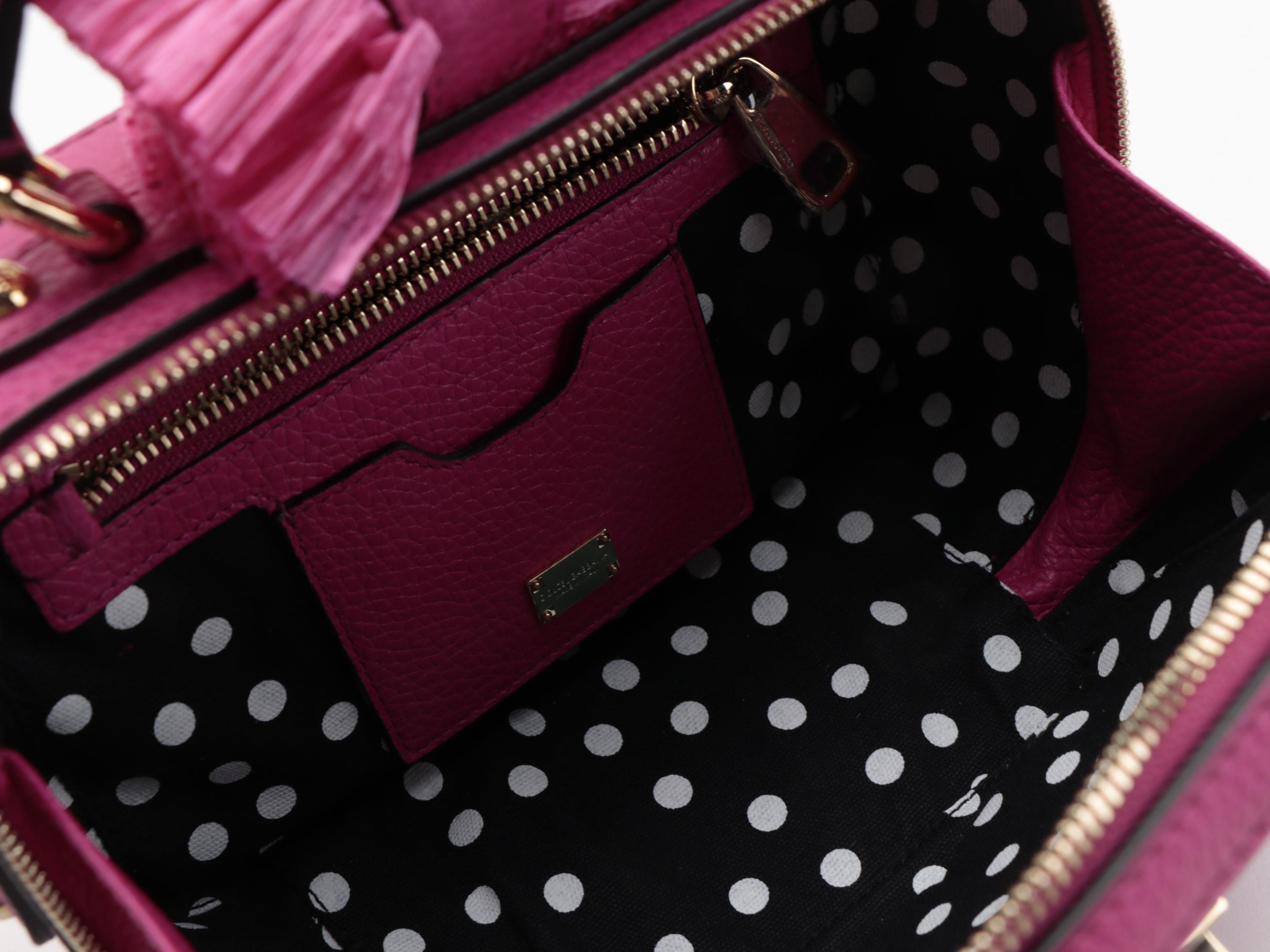 Dolce & Gabbana Embellished Pom-Pom Pink Grained Leather Two-Way Box Satchel