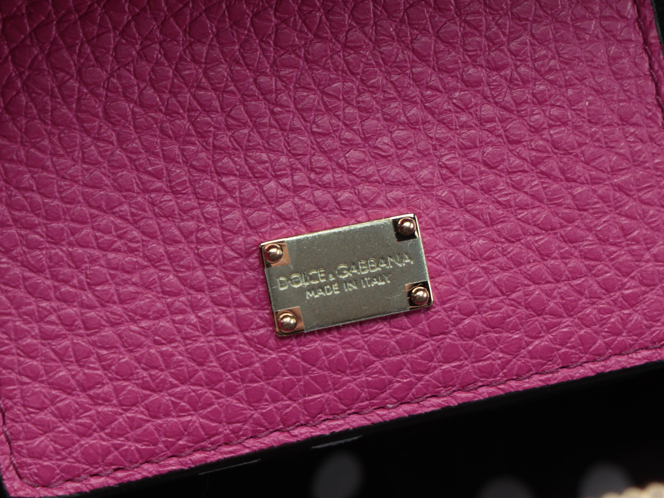 Dolce & Gabbana Embellished Pom-Pom Pink Grained Leather Two-Way Box Satchel