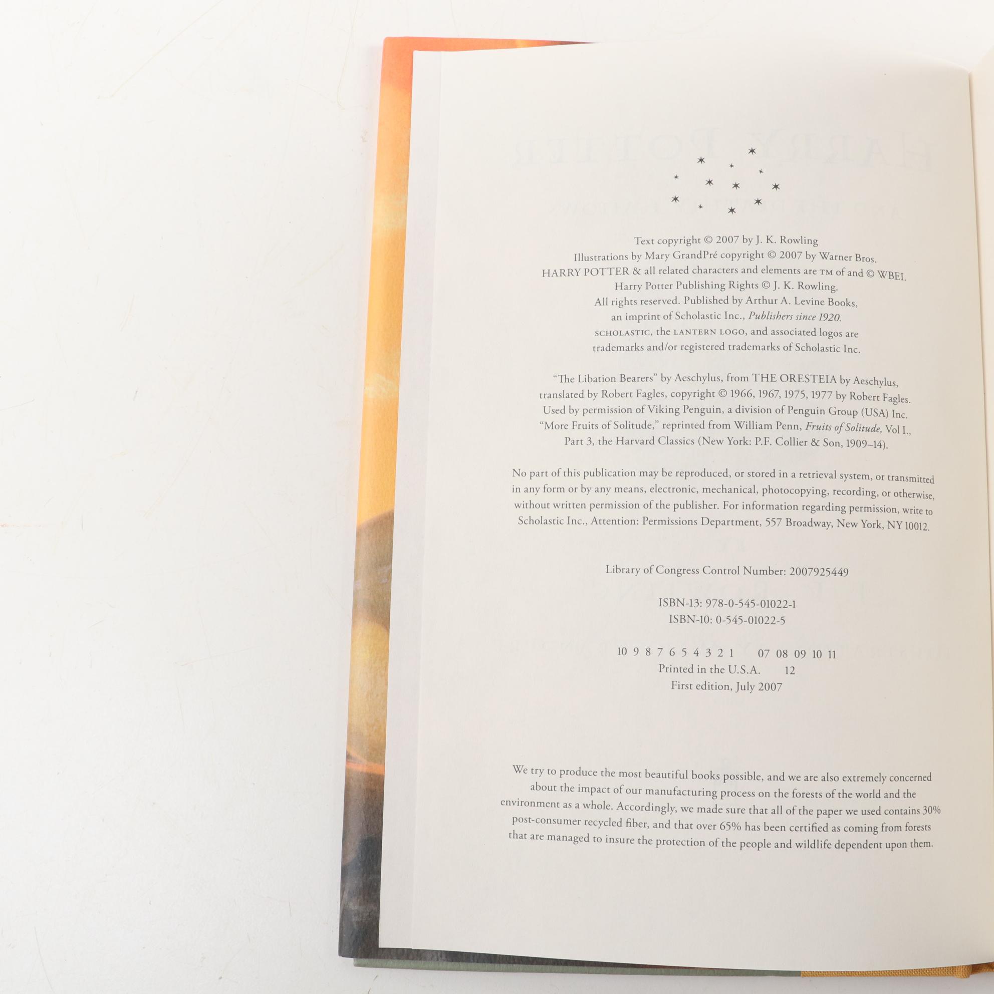 Complete First American Edition "Harry Potter" Series by J. K. Rowling