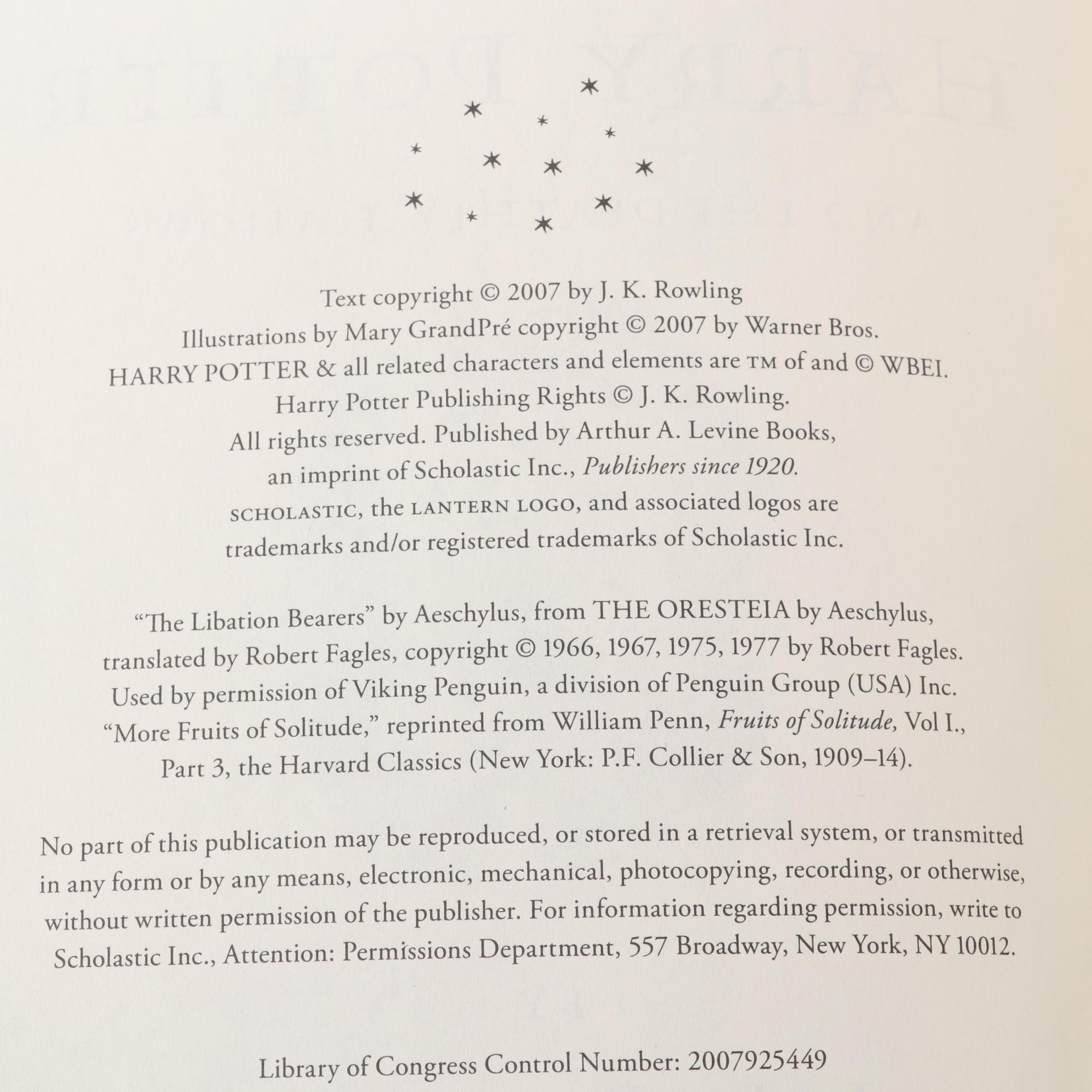 Complete First American Edition "Harry Potter" Series by J. K. Rowling