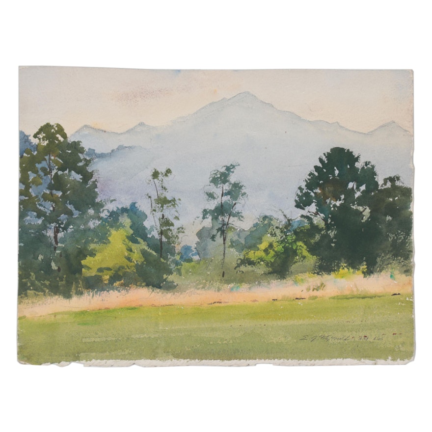 Edmond J. Fitzgerald Watercolor Painting "Mt. Pisgah, N.C."