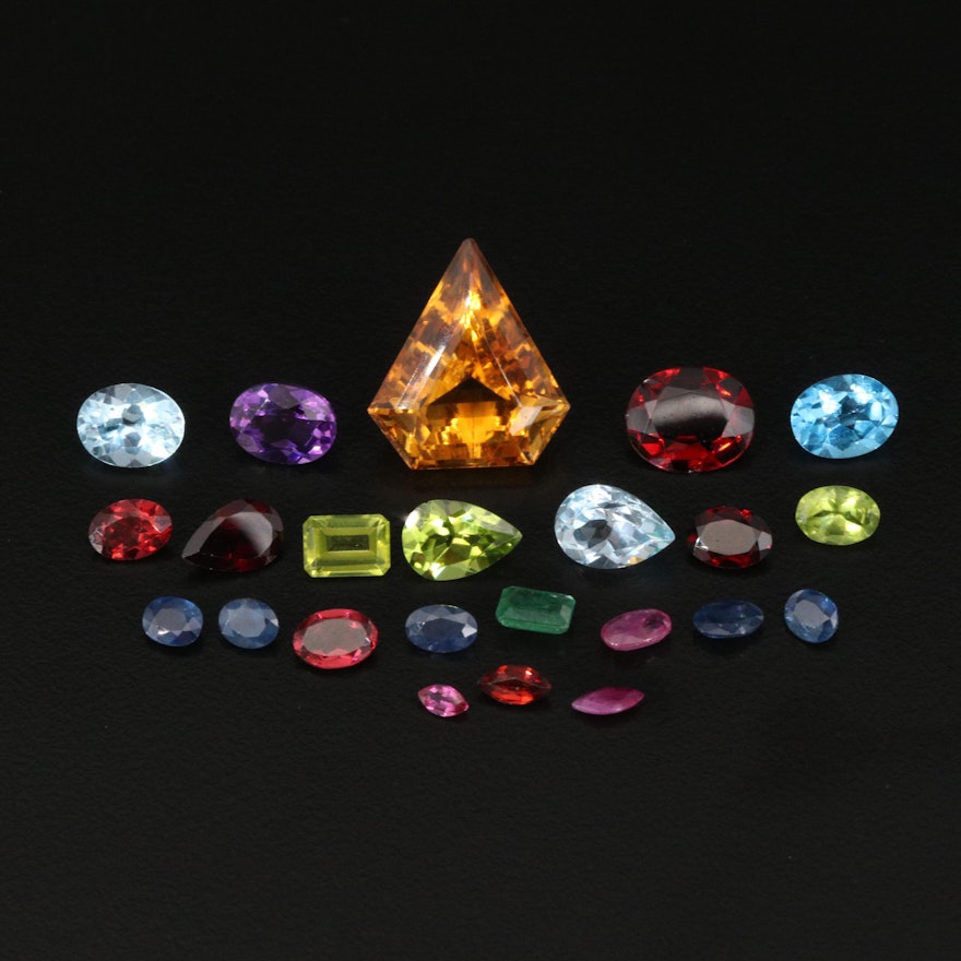 Loose 37.64 CTW Gemstones Including Citrine, Sapphire and Ruby