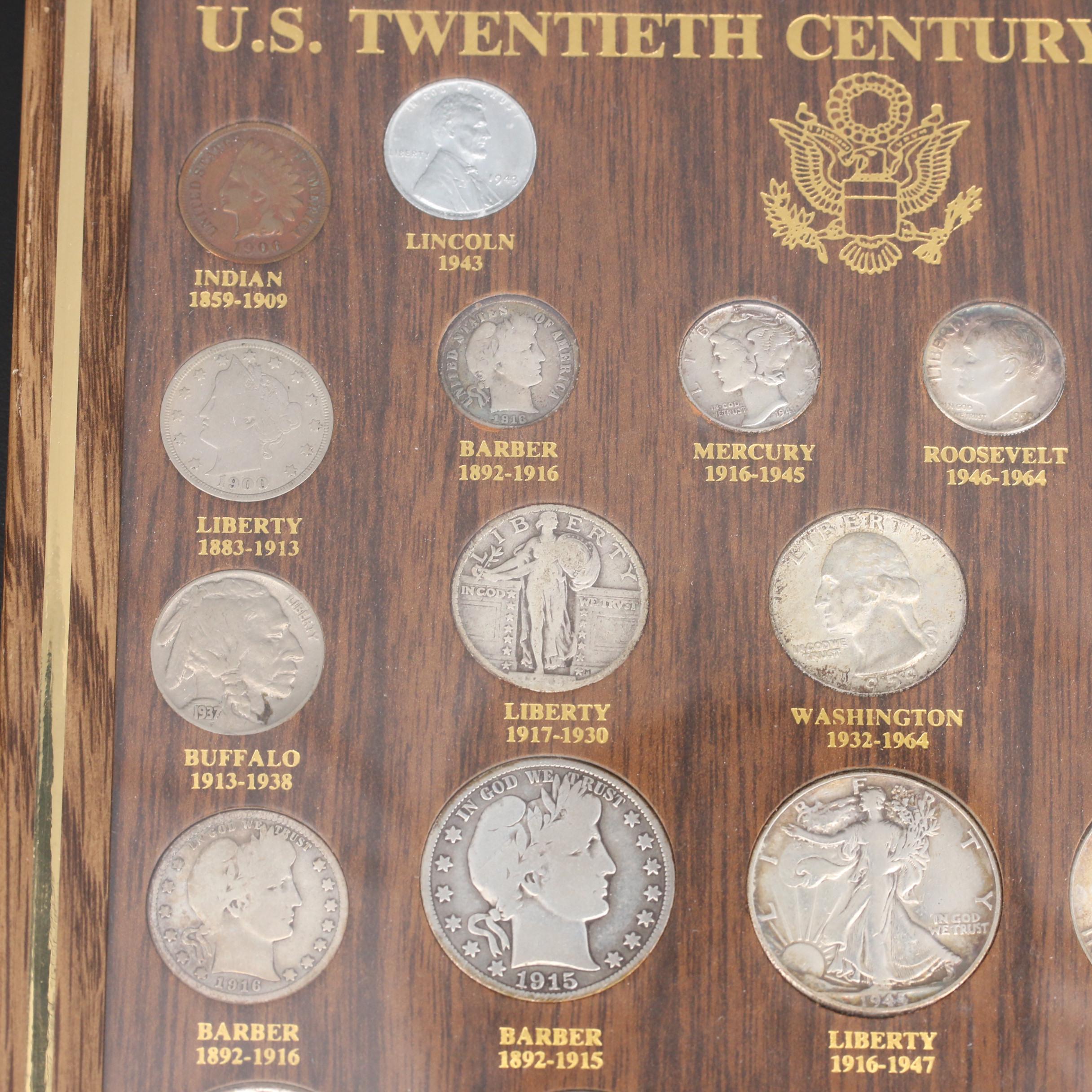 Framed Set of U.S. 20th Century Type Coins