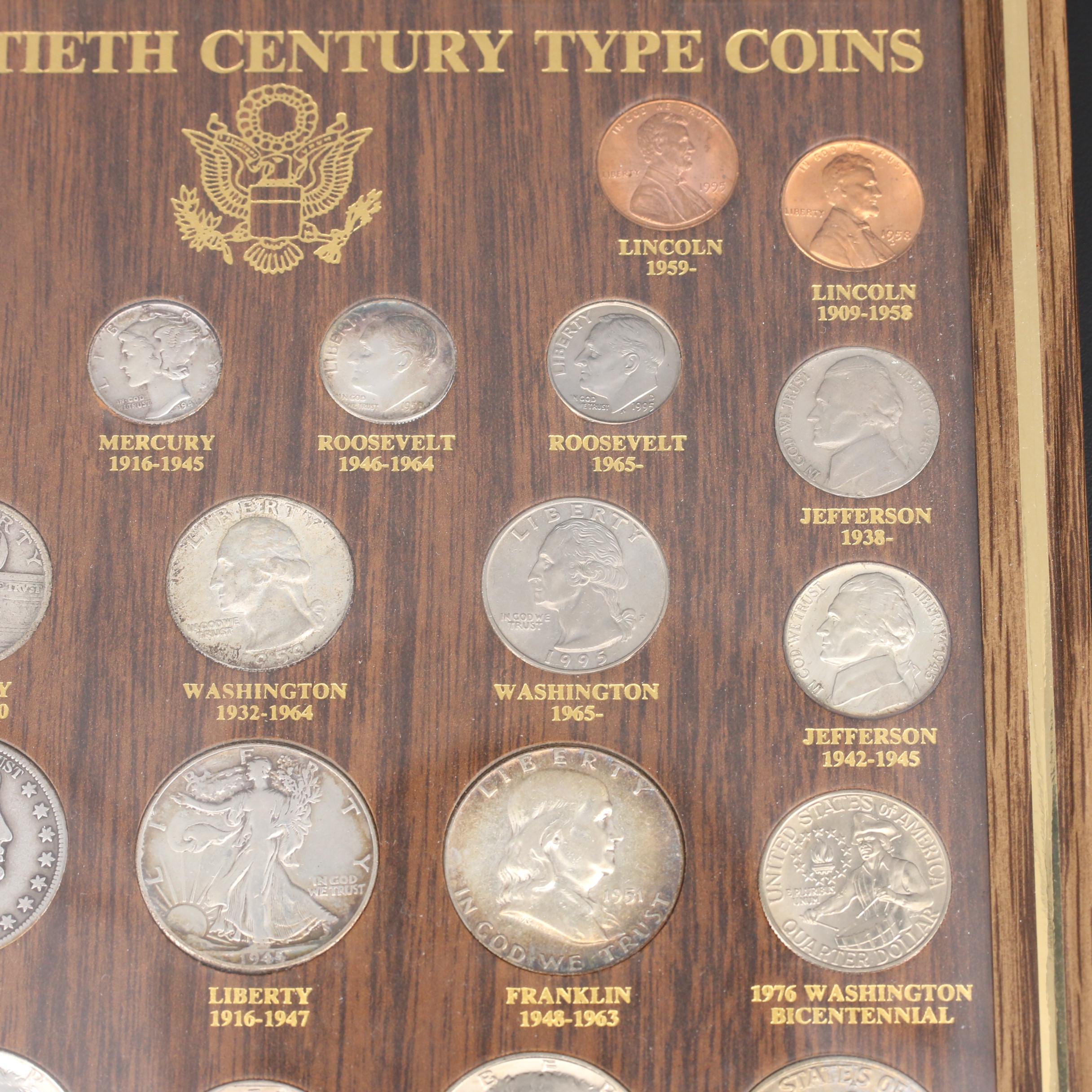 Framed Set of U.S. 20th Century Type Coins