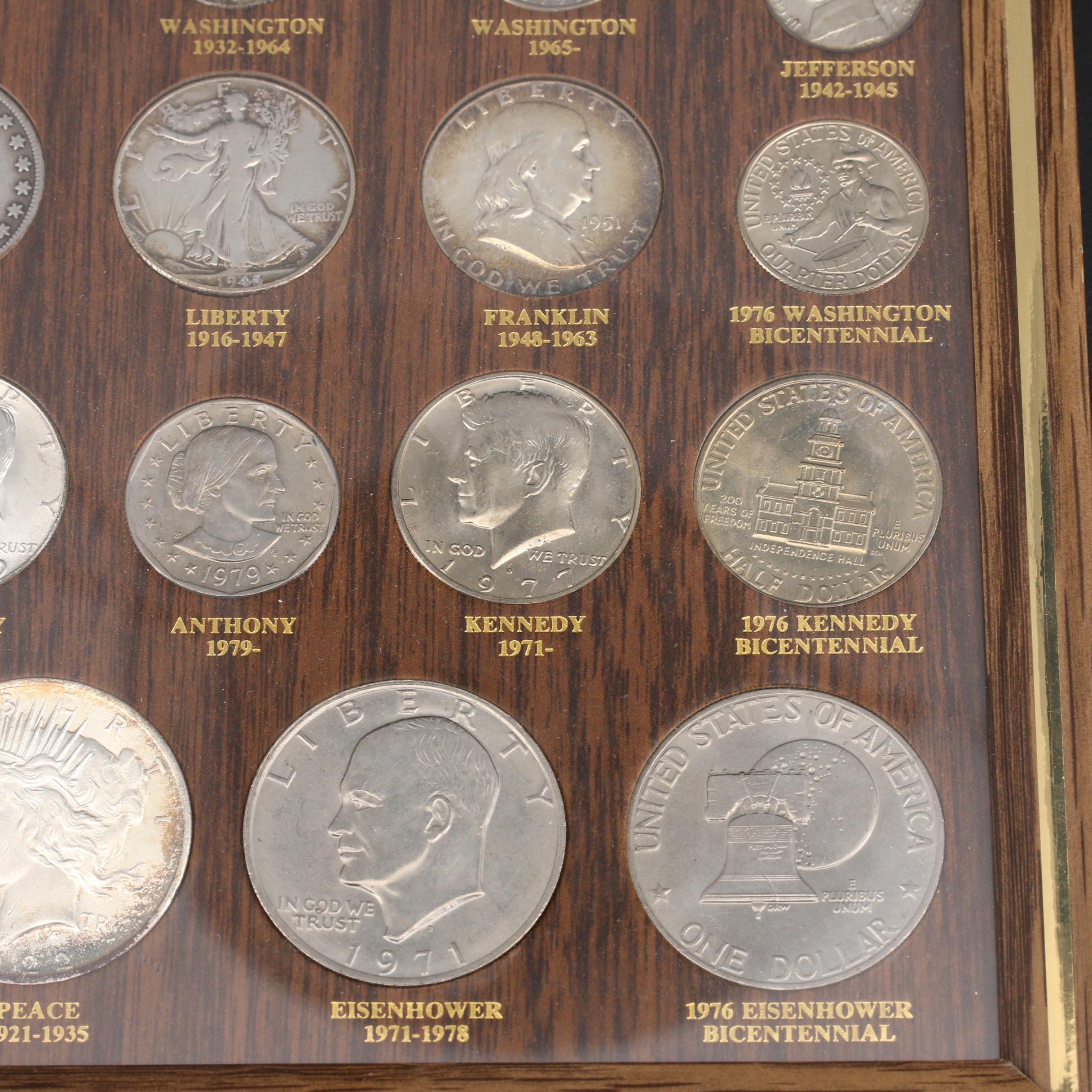 Framed Set of U.S. 20th Century Type Coins