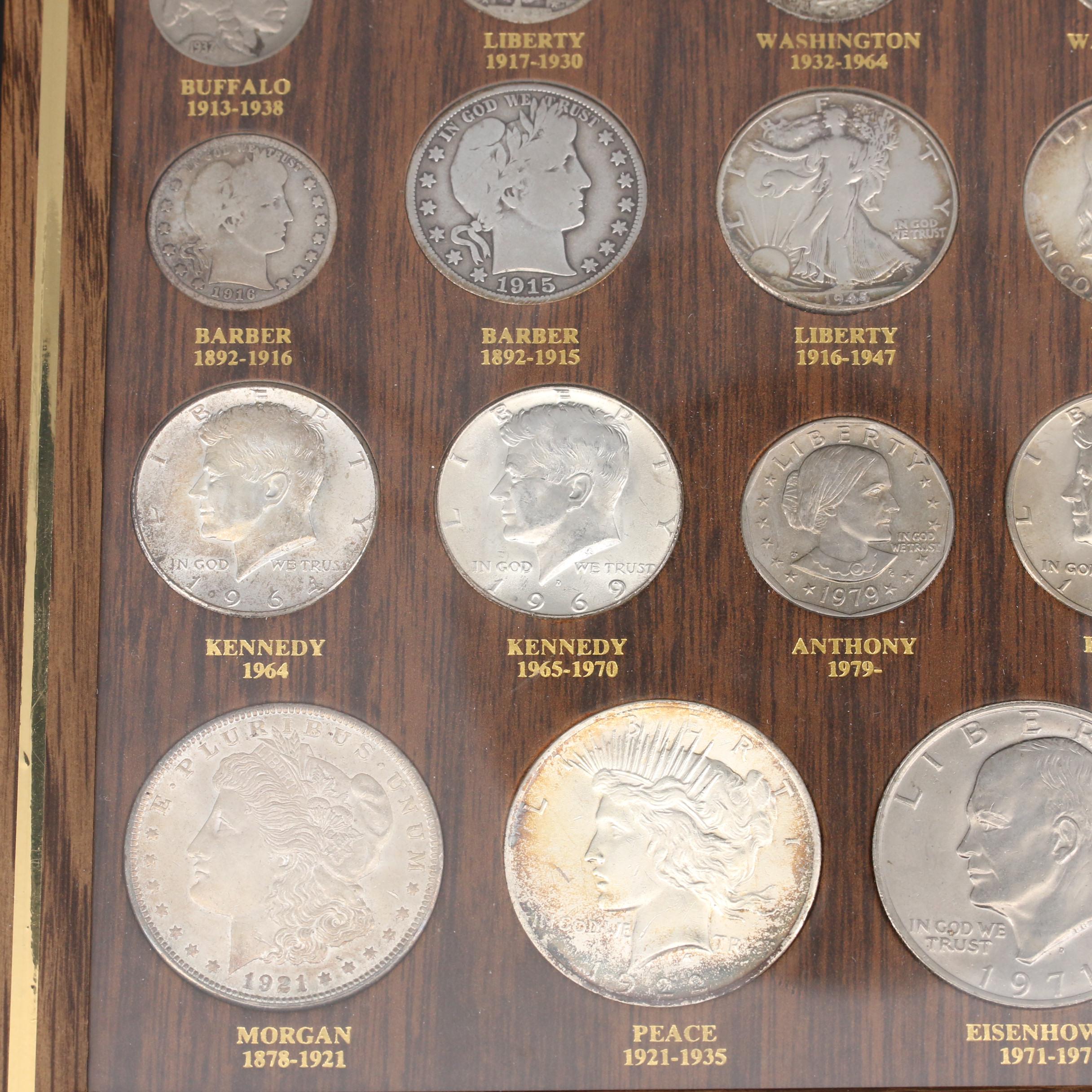 Framed Set of U.S. 20th Century Type Coins