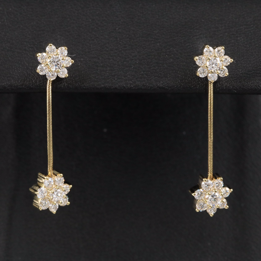 Jose Hess 18K 1.02 CTW Diamond Floral Earrings