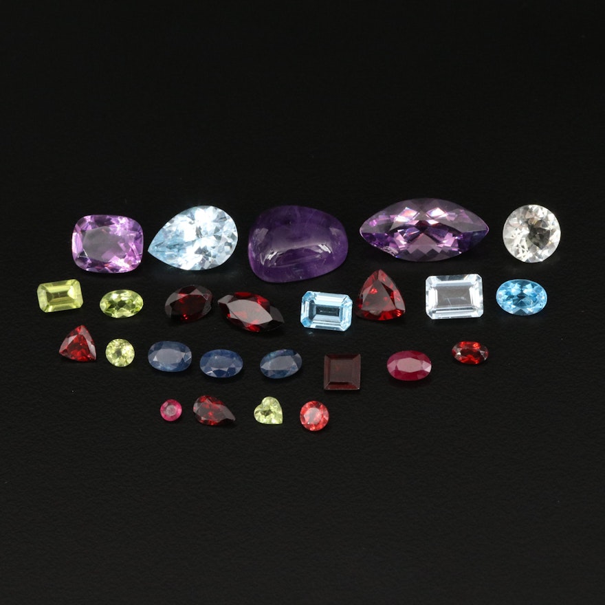 Loose 35.15 CTW Gemstones Including Ruby, Amethyst and Sapphire