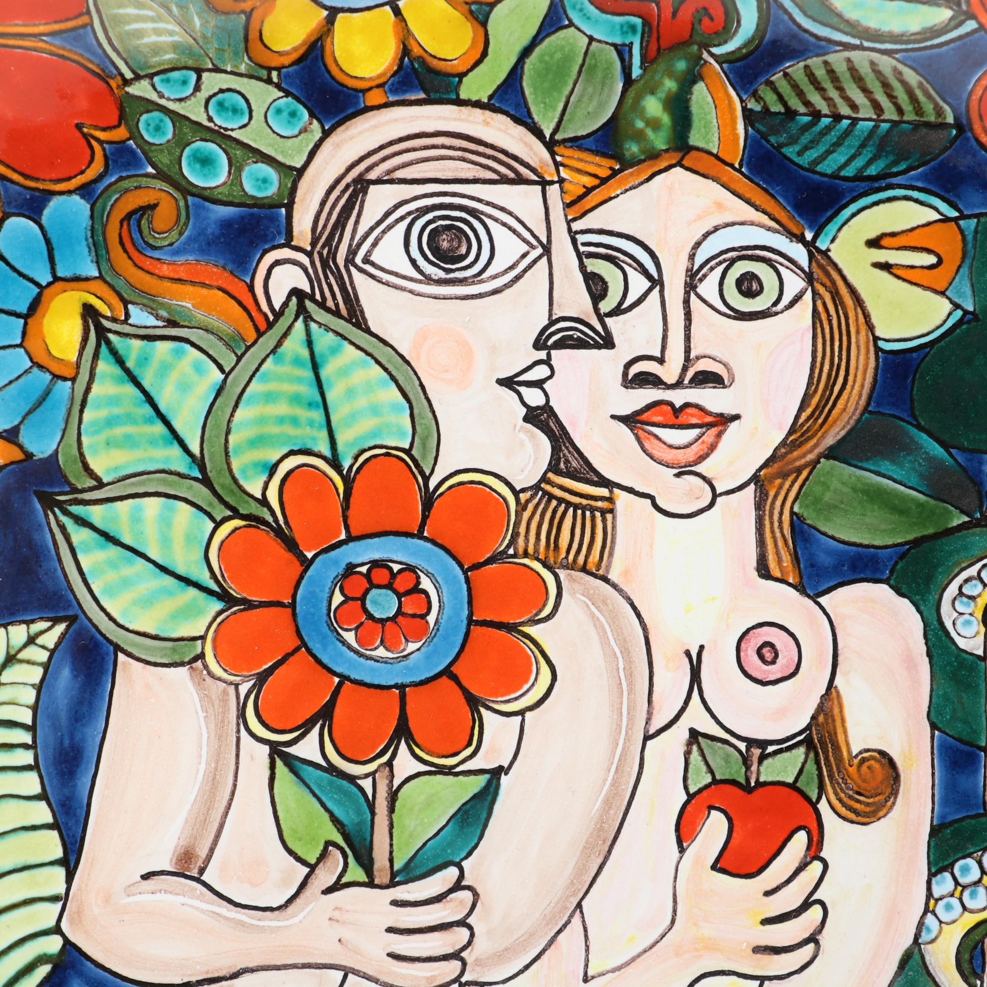 DeSimone Pottery of Italy "Adam and Eve" Wall Hanging Plate