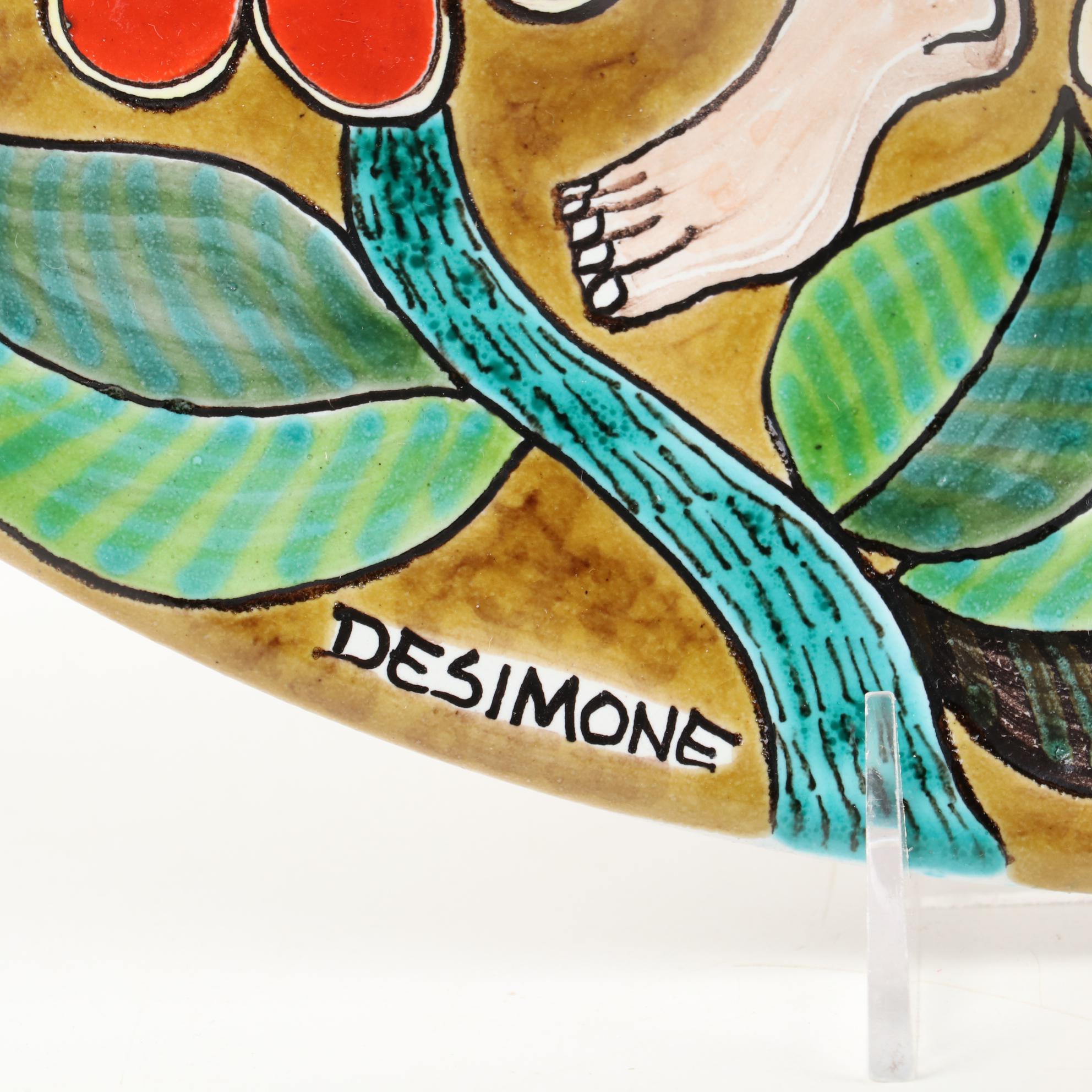 DeSimone Pottery of Italy "Adam and Eve" Wall Hanging Plate