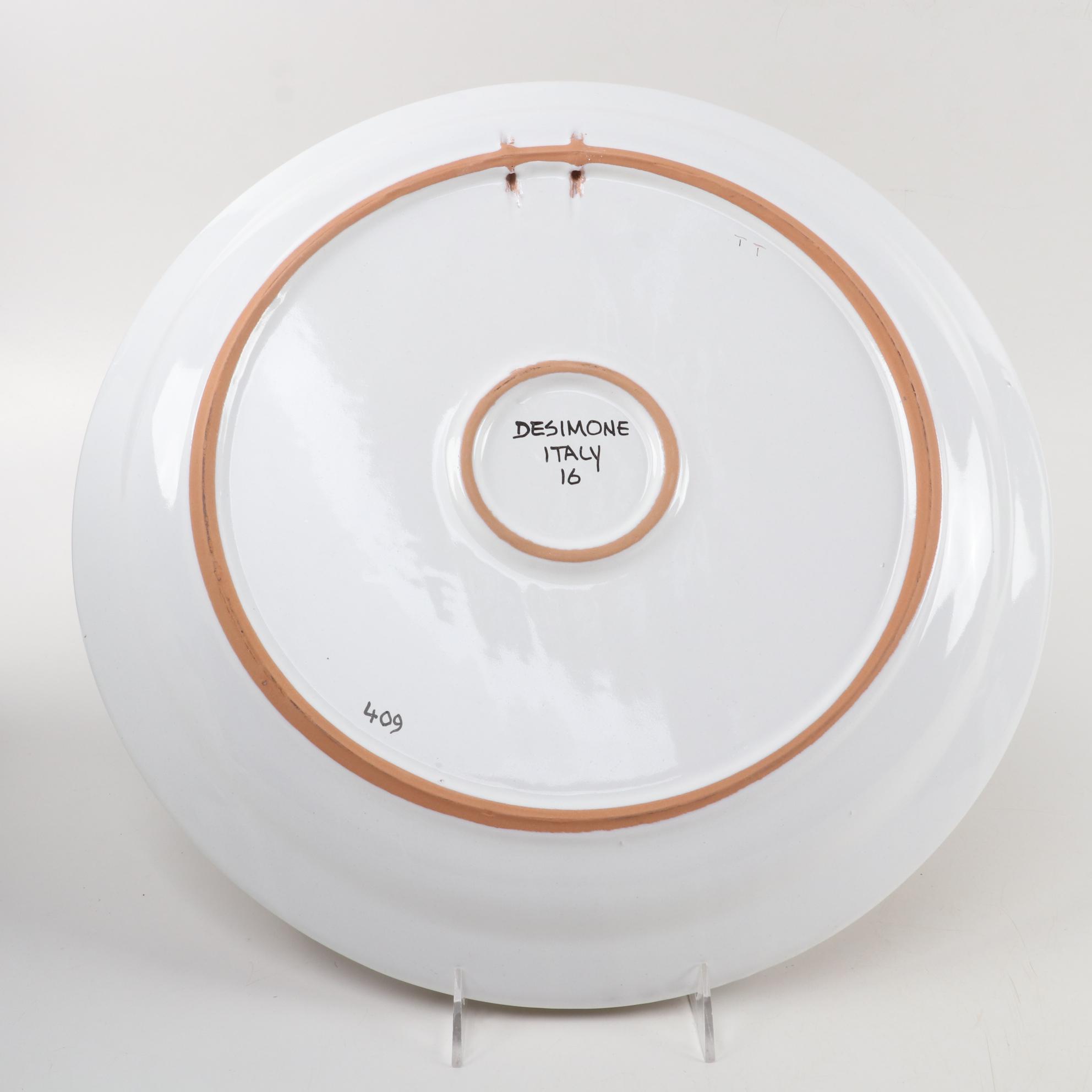 DeSimone Pottery of Italy "Adam and Eve" Wall Hanging Plate