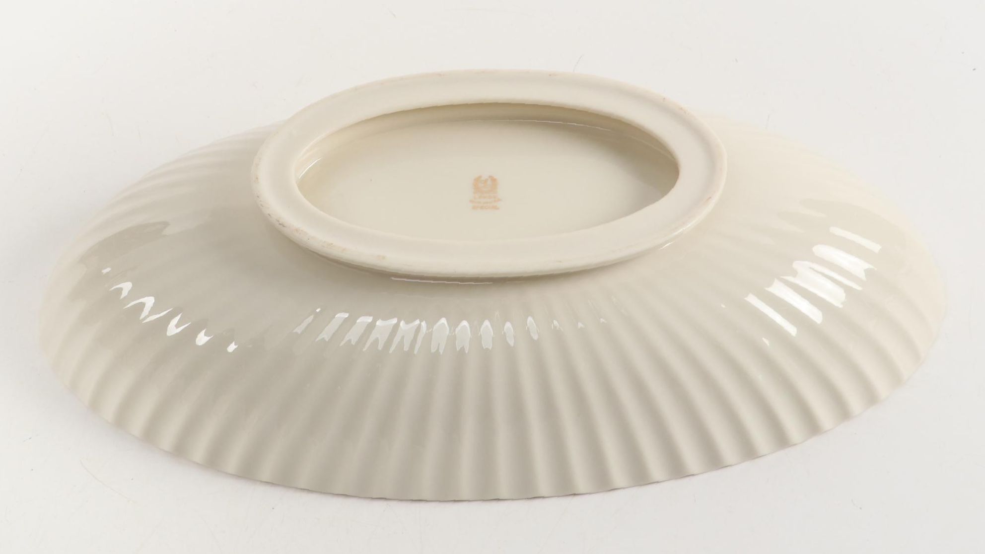 Lenox Porcelain Fluted Oval Bowl and Cherry Blossom Motif Vases