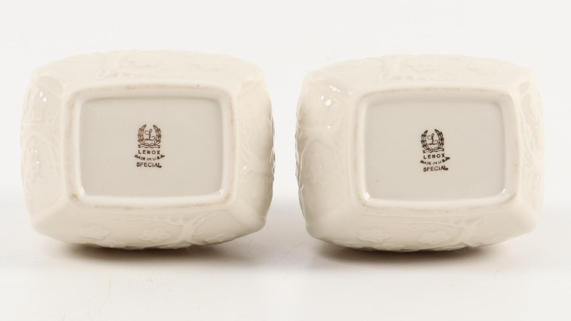 Lenox Porcelain Fluted Oval Bowl and Cherry Blossom Motif Vases