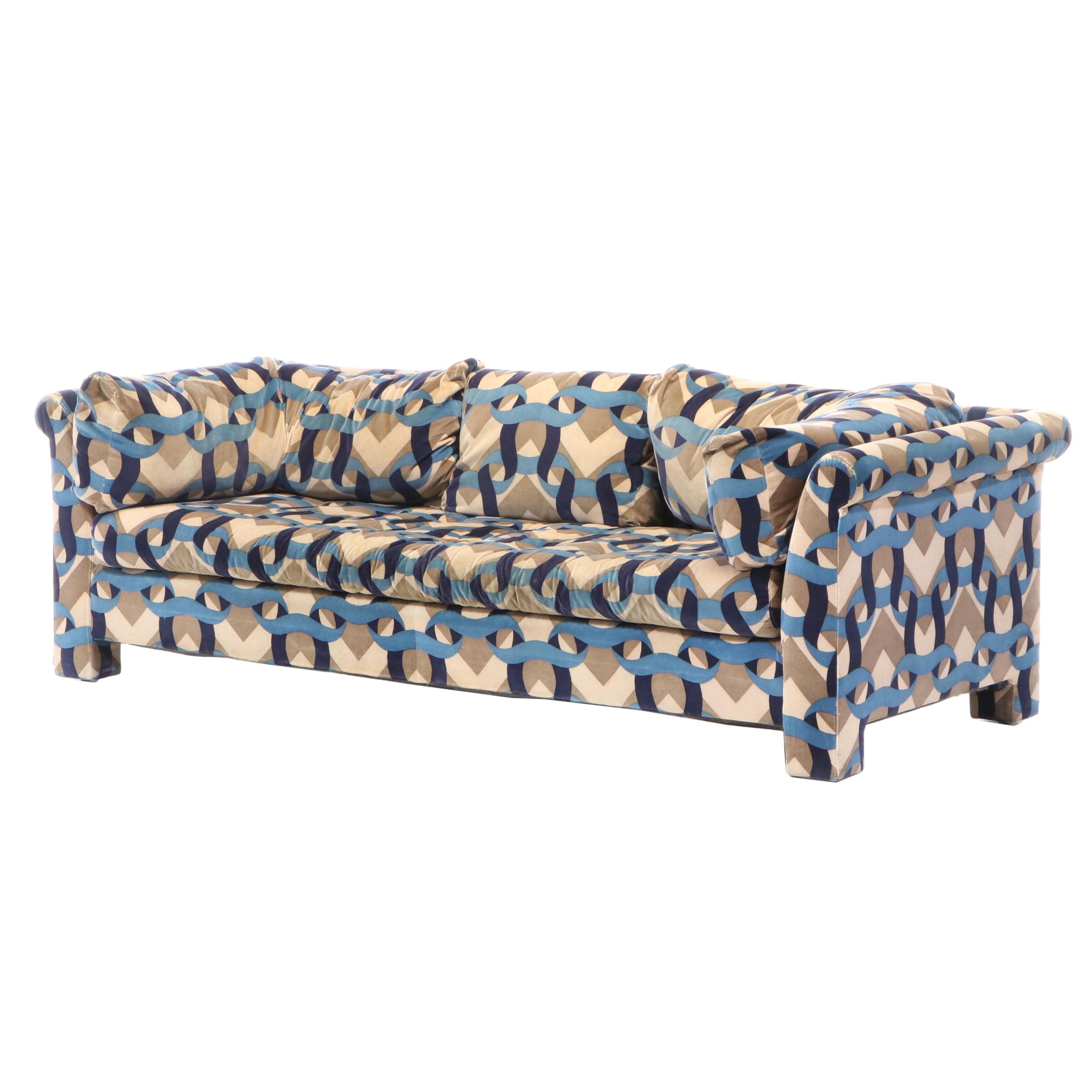 Selig Imperial Mid-Century Modern Velour Upholstered Sofa, Mid-20th Century