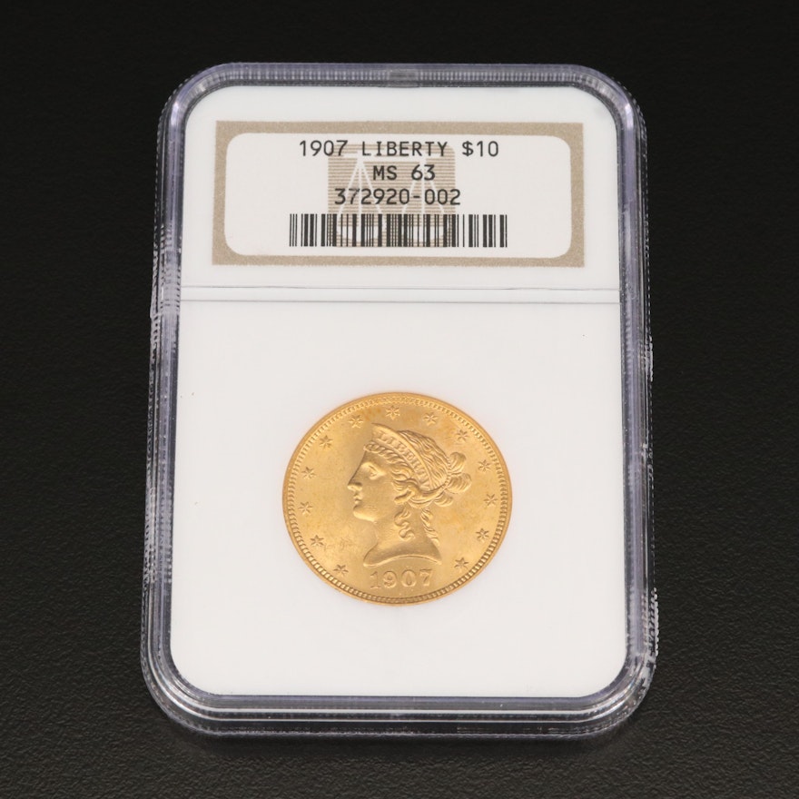 NGC Graded MS63 1907 Liberty Head $10 Gold Eagle