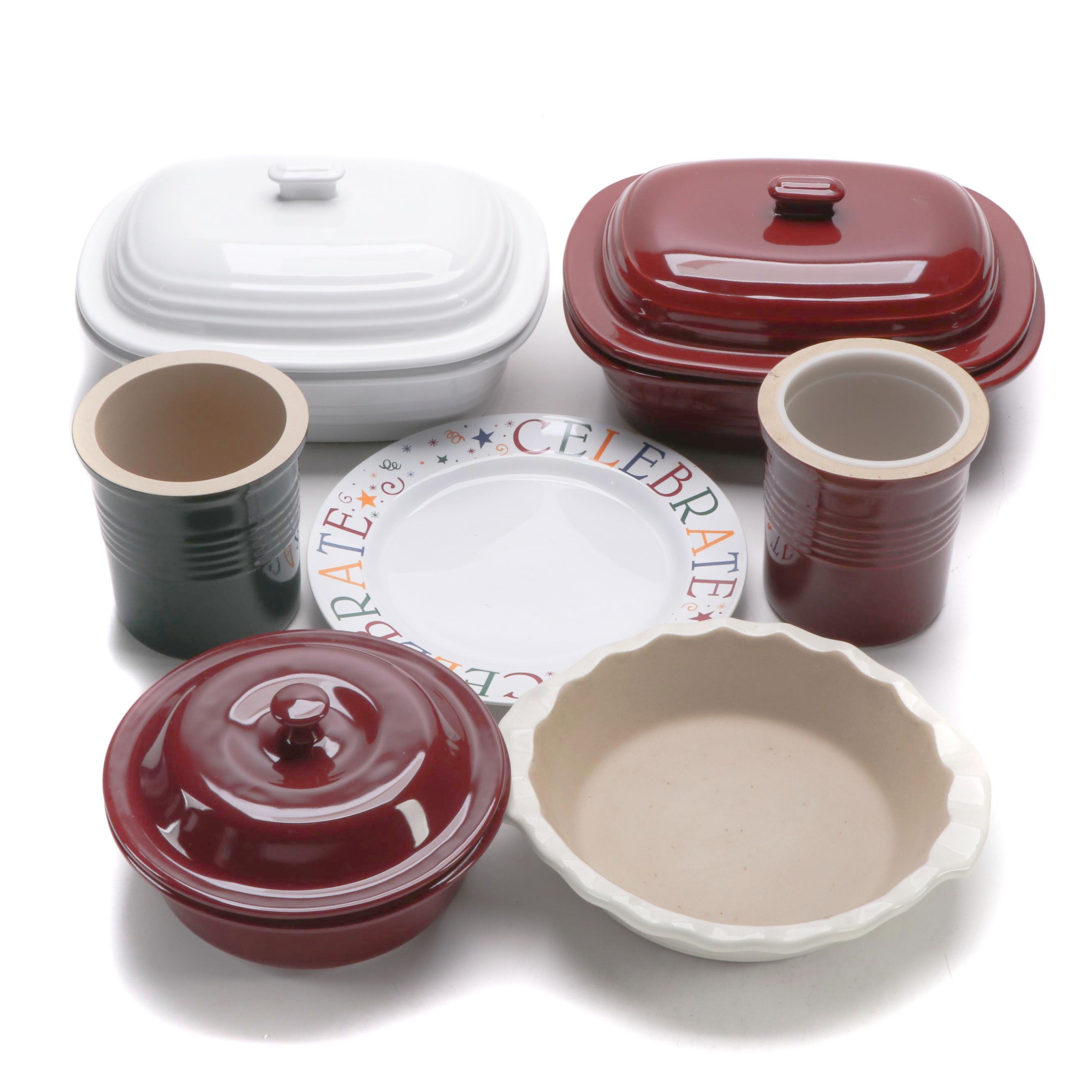 The Pampered Chef Stoneware Bakeware, Platter and Utensil Holders