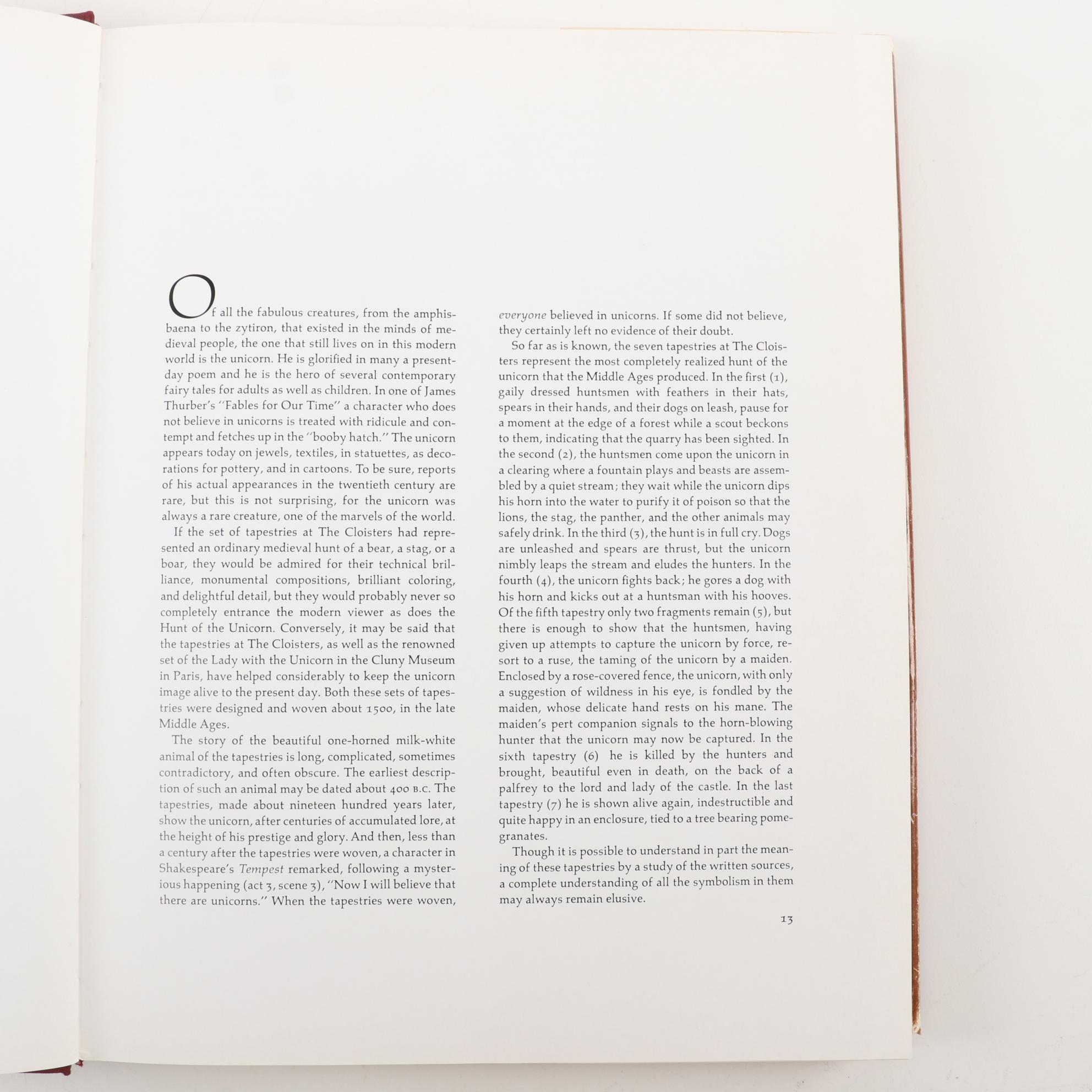 "The Unicorn Tapestries" and "La Dame à la Licorne" Art Reference Books