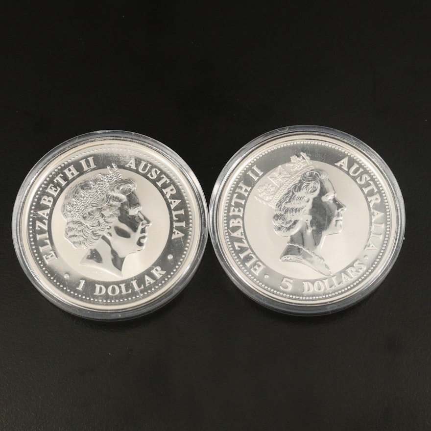 Two Australia Kookaburra Proof-Like Uncirculated Coins