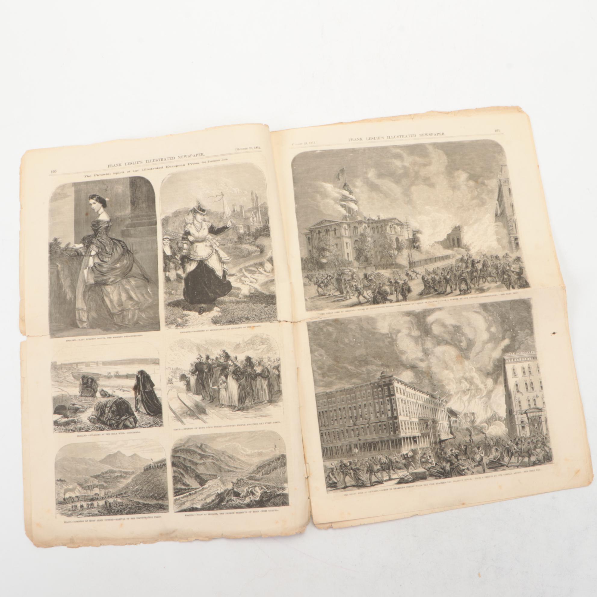 Frank Leslie's Illustrated Newspaper Featuring The Great Chicago Fire, 1871