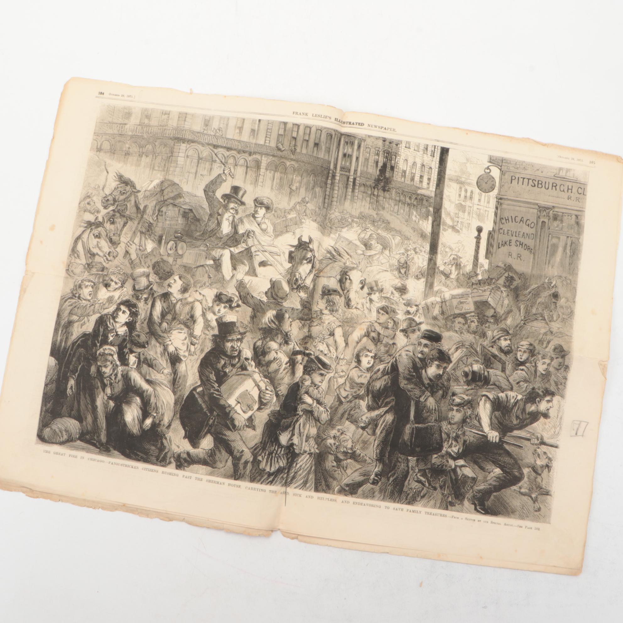 Frank Leslie's Illustrated Newspaper Featuring The Great Chicago Fire, 1871