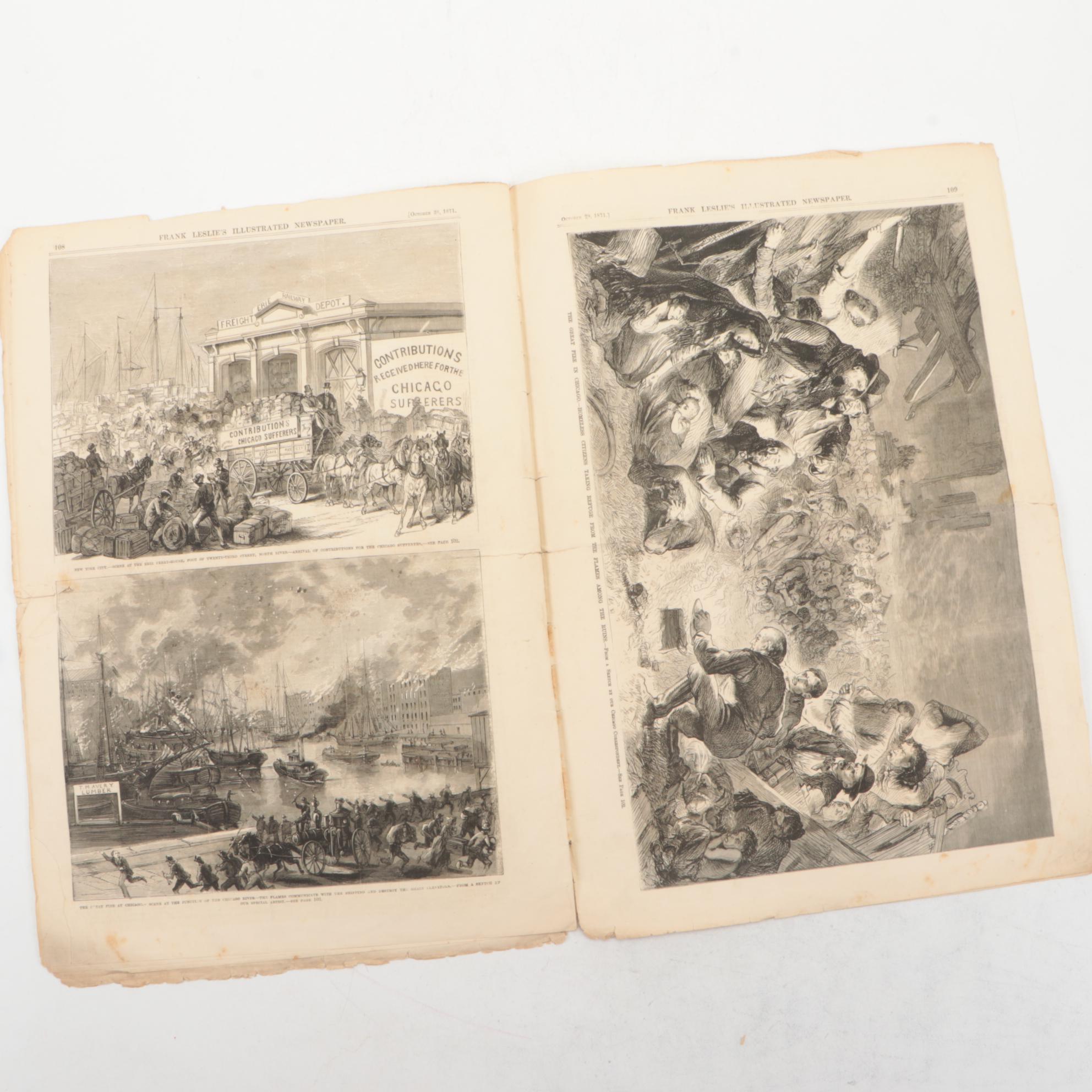 Frank Leslie's Illustrated Newspaper Featuring The Great Chicago Fire, 1871
