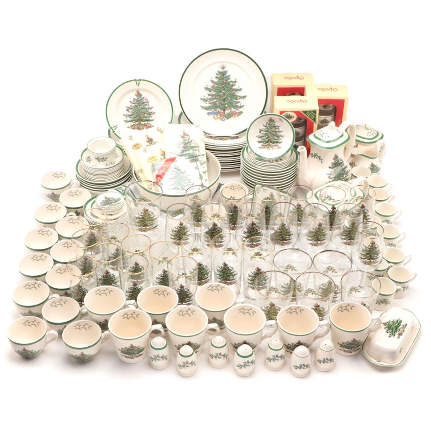 Spode "Christmas Tree" Dinnerware, Serveware, and Other Porcelain Tableware