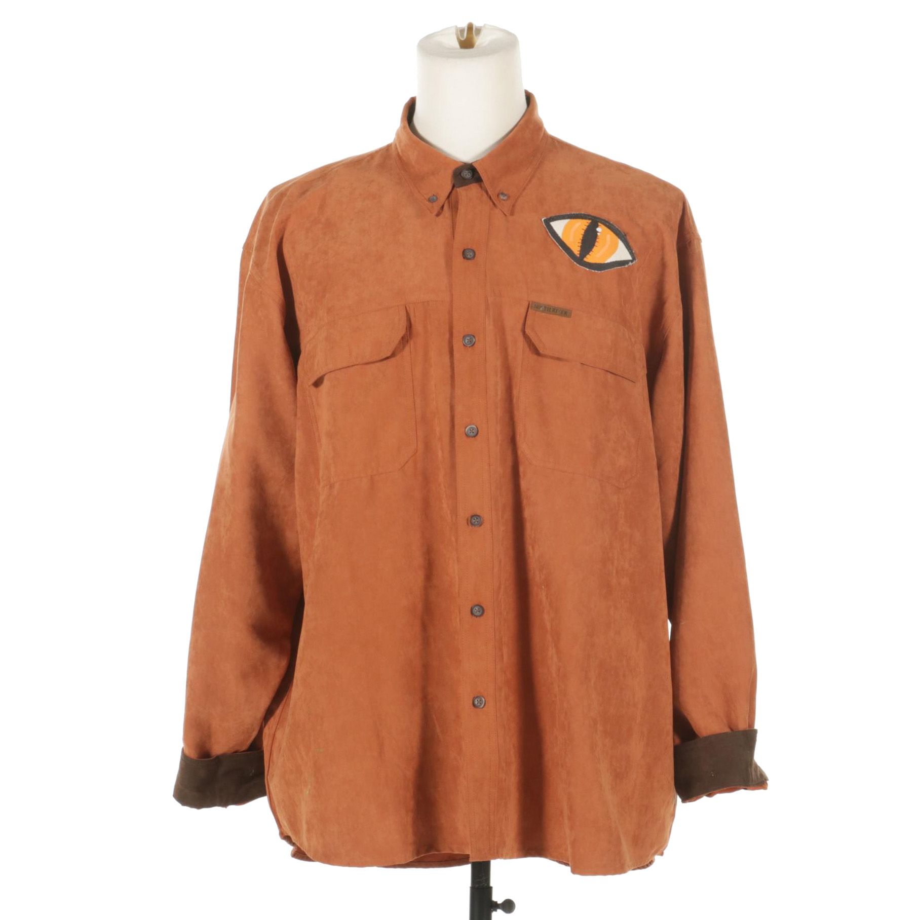 Ooh Baby by Anika Ignozzi Paint and Patch Embellished Men's Faux Suede Shirt
