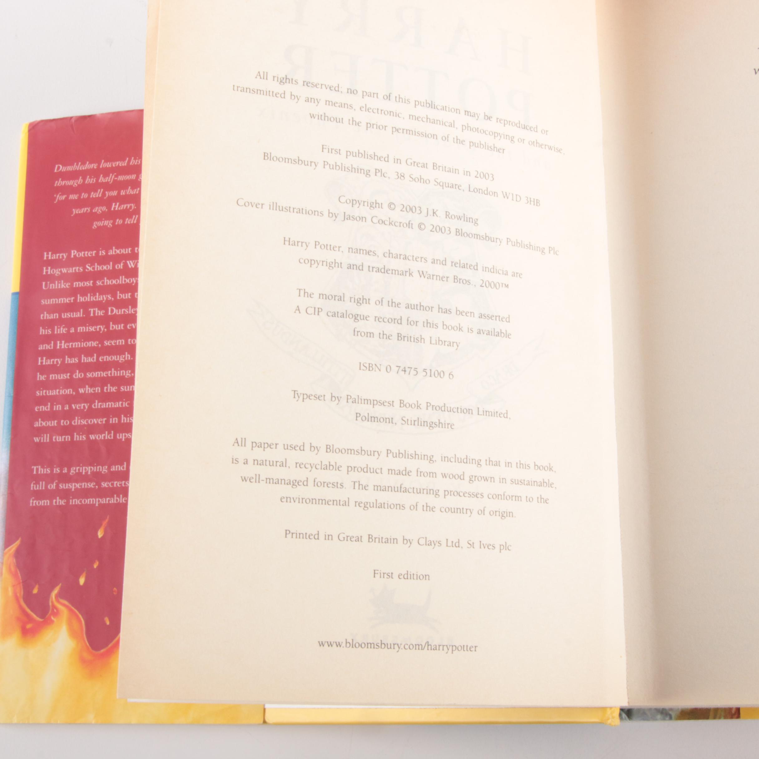 First UK Edition "Harry Potter" Books with Canadian Editions and More