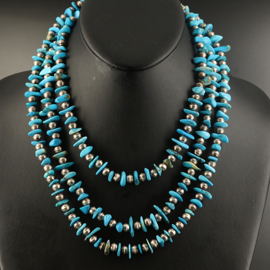 Sterling Howlite and Bench Bead Endless Necklace
