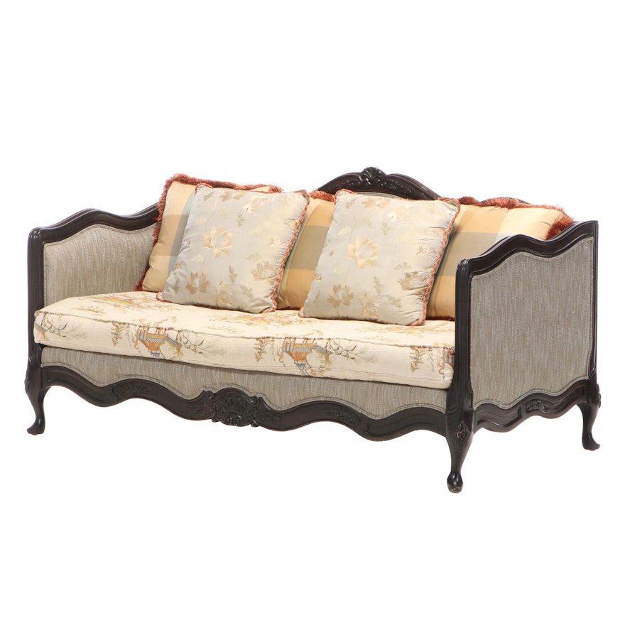 Lillian August Louis XV Style "Veronique" Dark Walnut-Stained Bench Seat Sofa