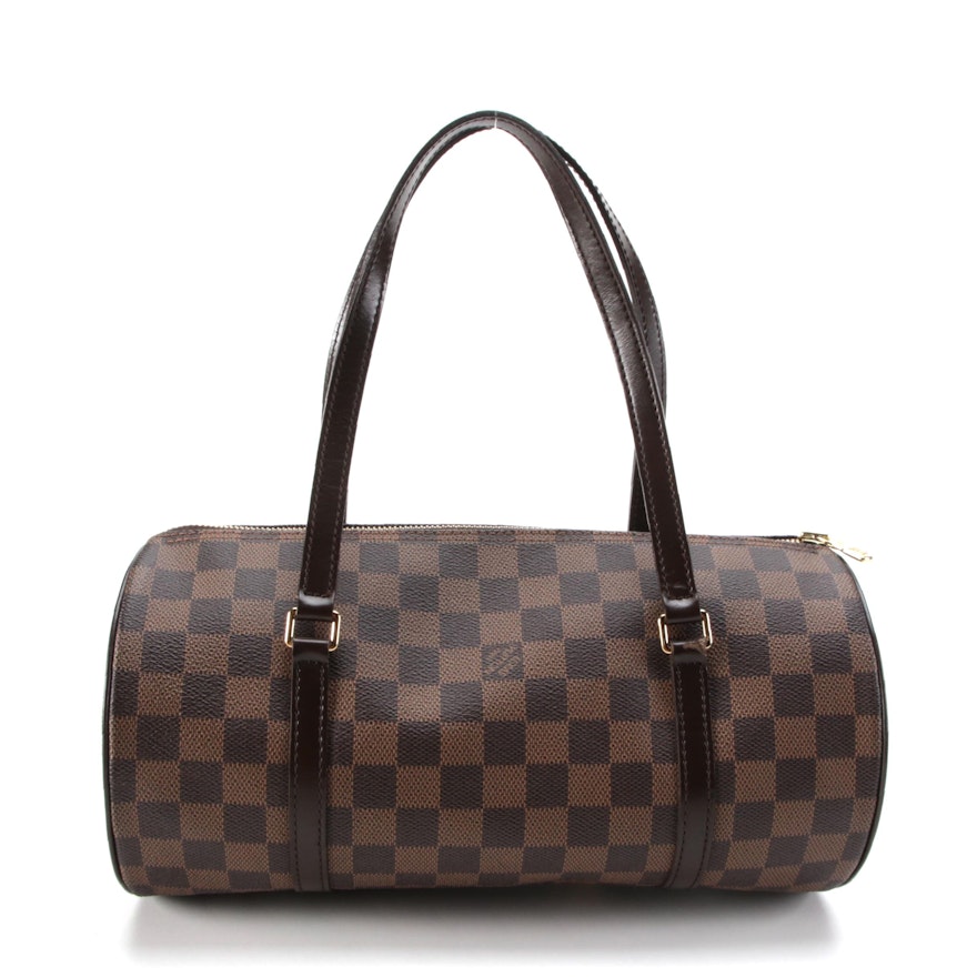 Louis Vuitton Papillon 30 Bag in Damier Ebene Canvas with Smooth Leather Trim