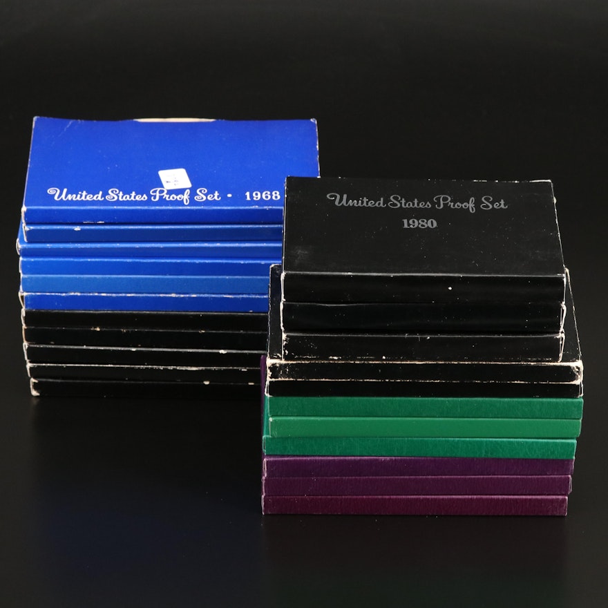 Twenty-Two U.S. Mint Proof Sets, 1968–1997