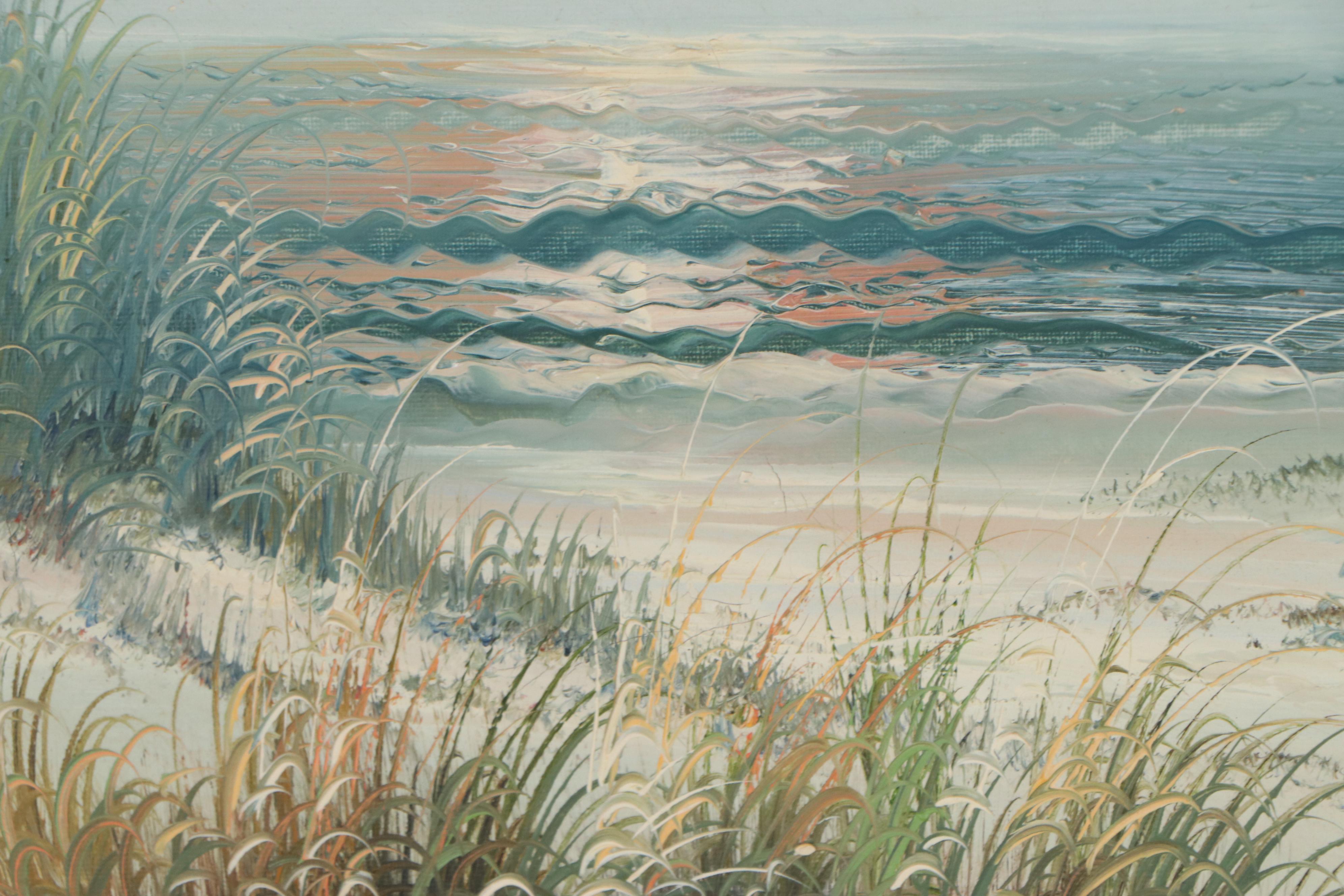 Beach Scene Oil Painting with Lighthouse