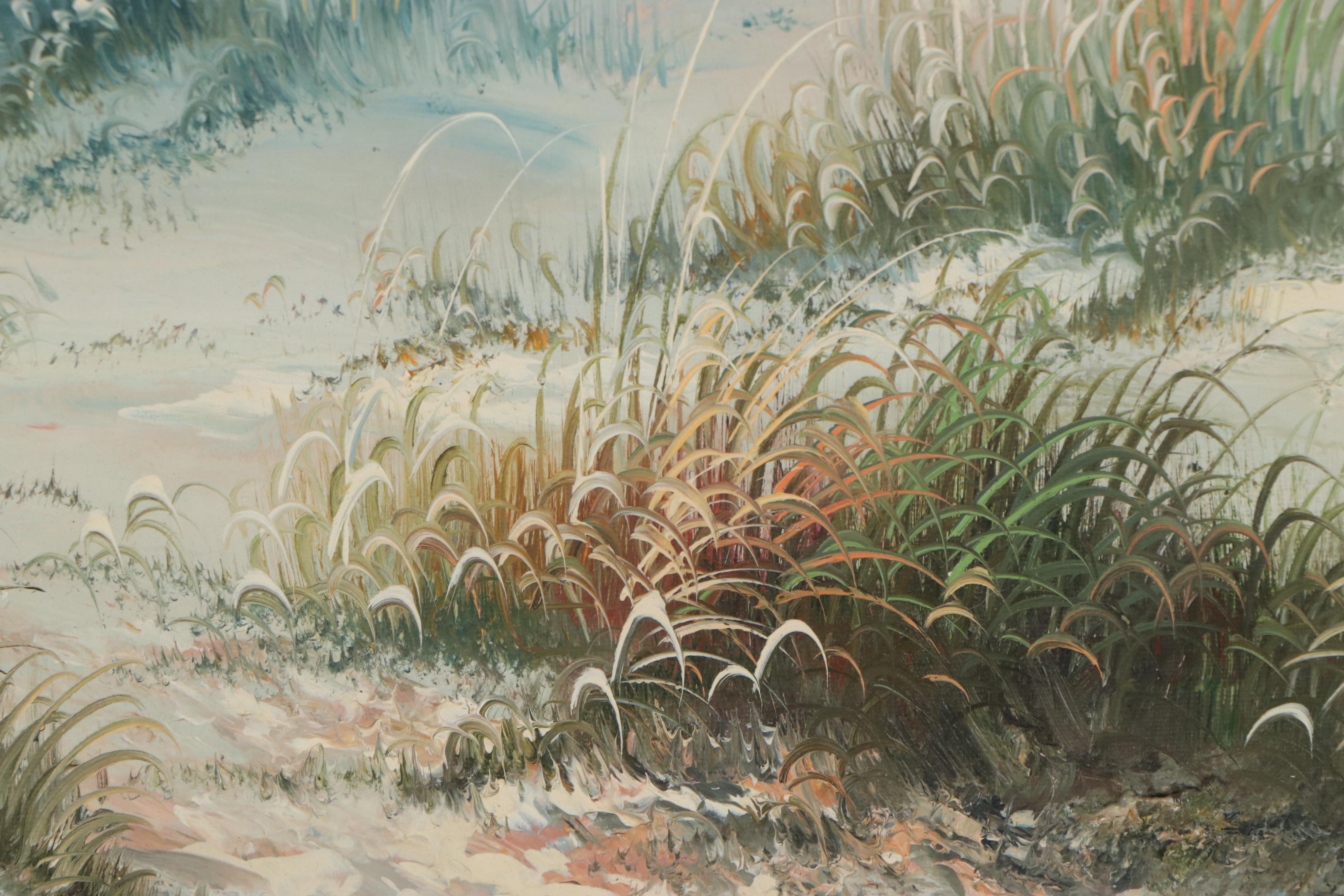 Beach Scene Oil Painting with Lighthouse