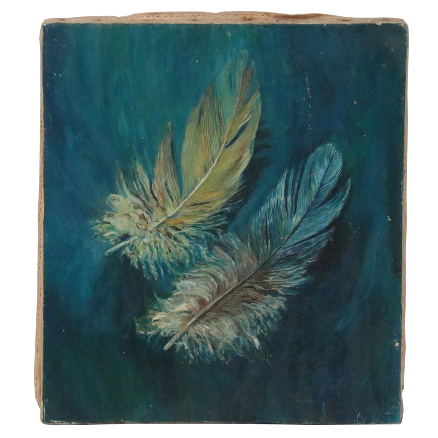 Patrice Taylor Oil Painting of Feathers, circa 1975