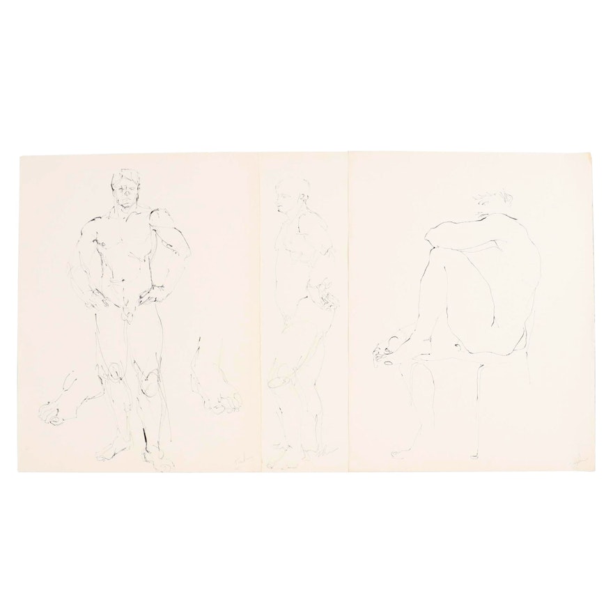 John Tuska Figural Ink Drawings, 1971