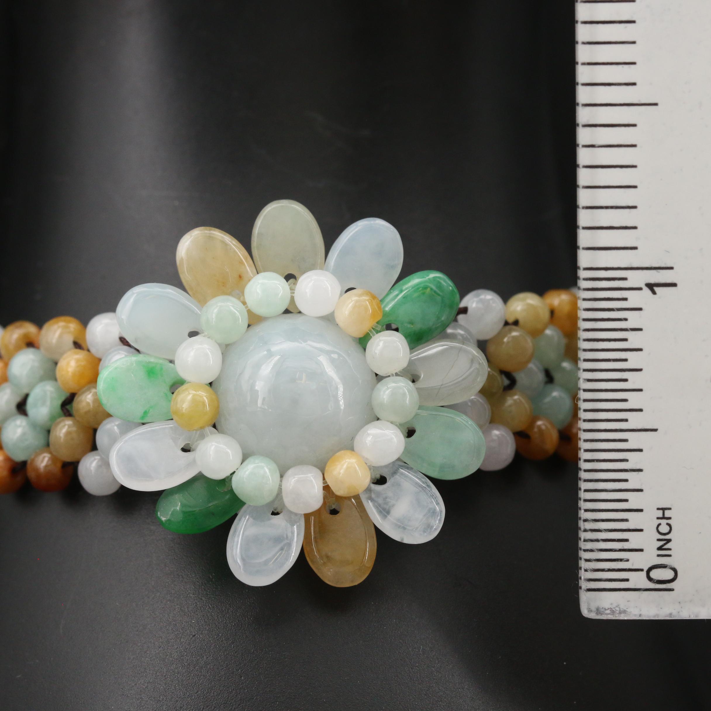 Jadeite Beaded Flower Bracelet