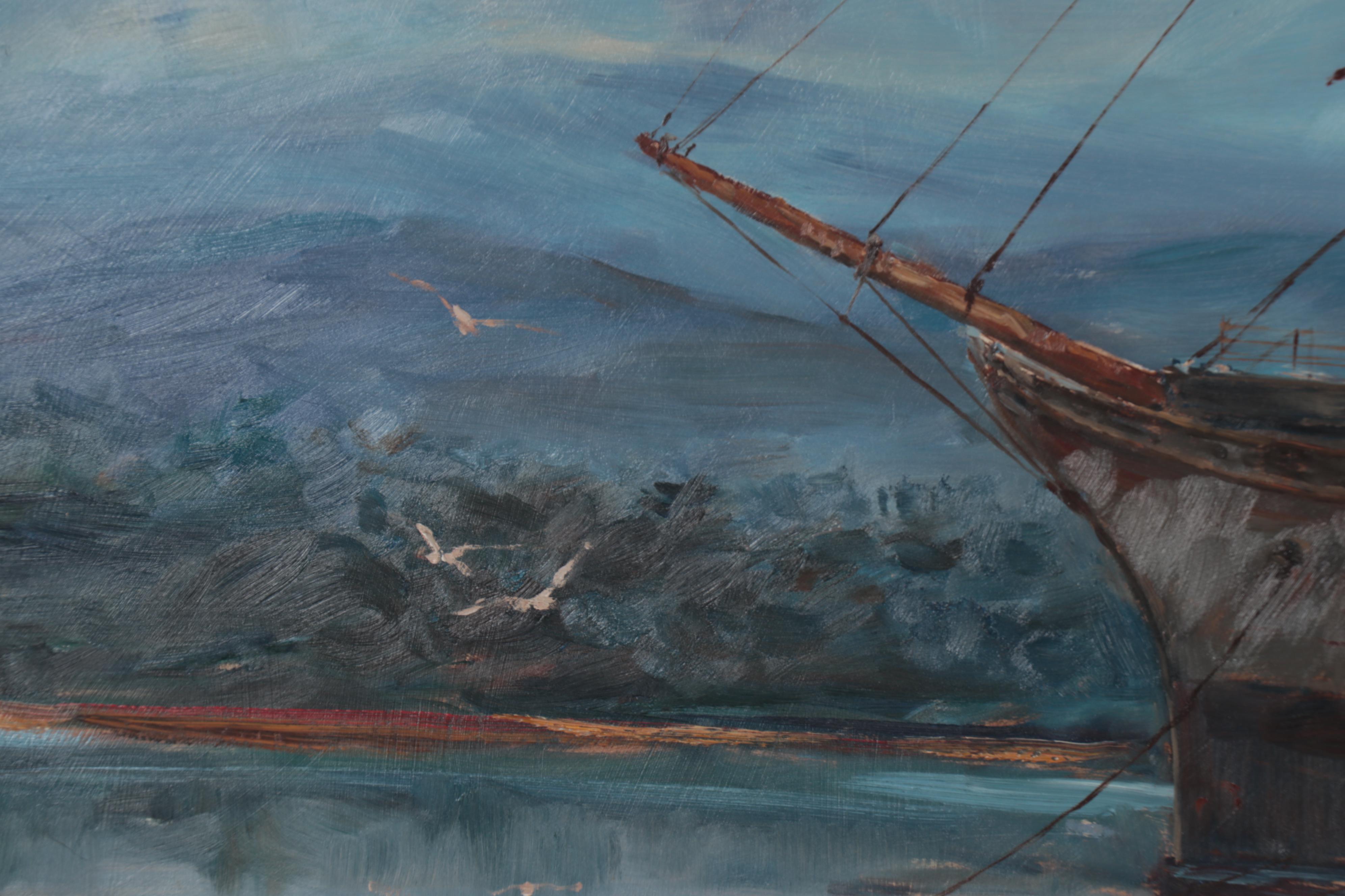 John Charles Roach Marine Oil Painting, 1983