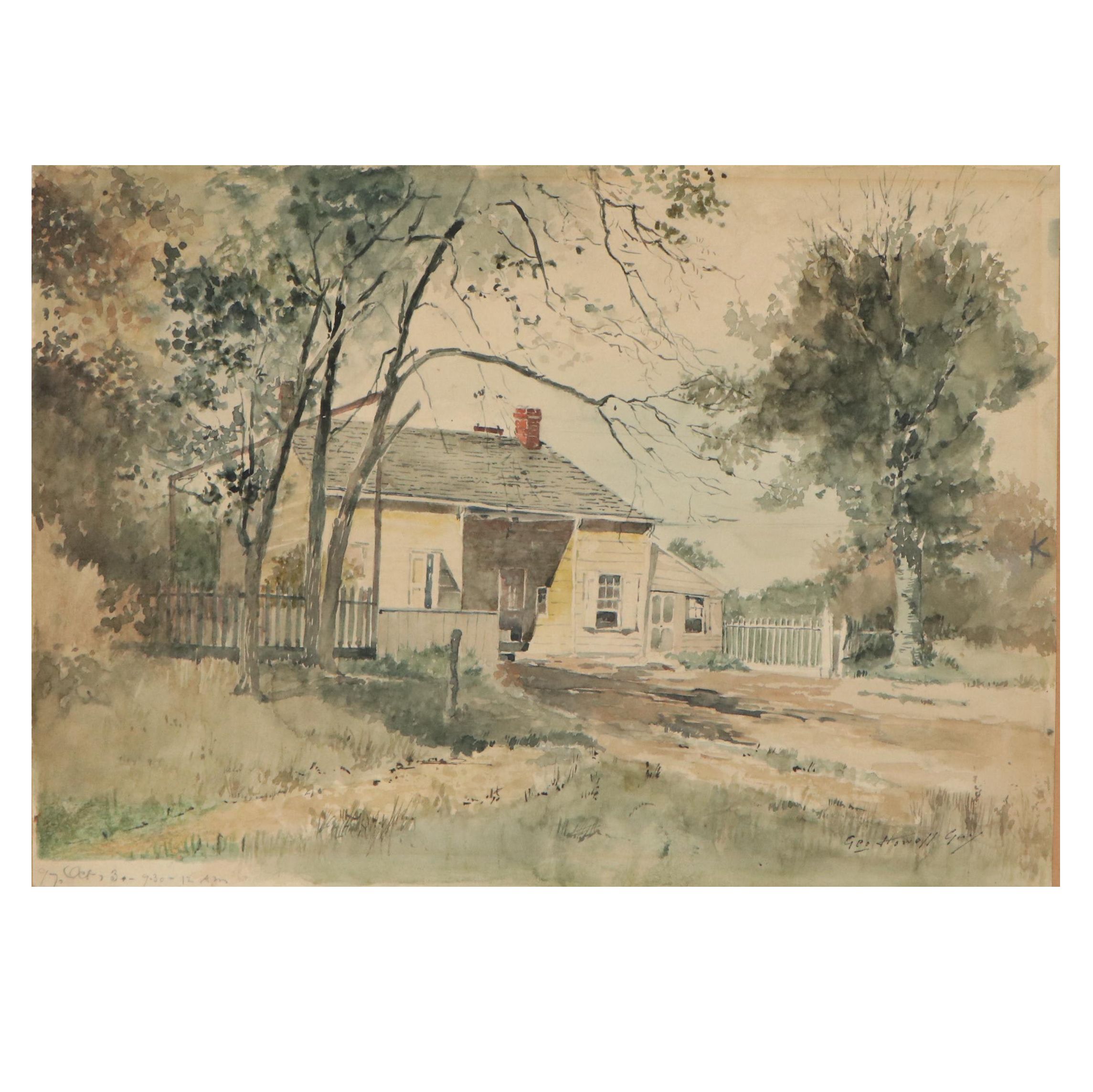 George Howell Gay Watercolor Painting of a House, 1897