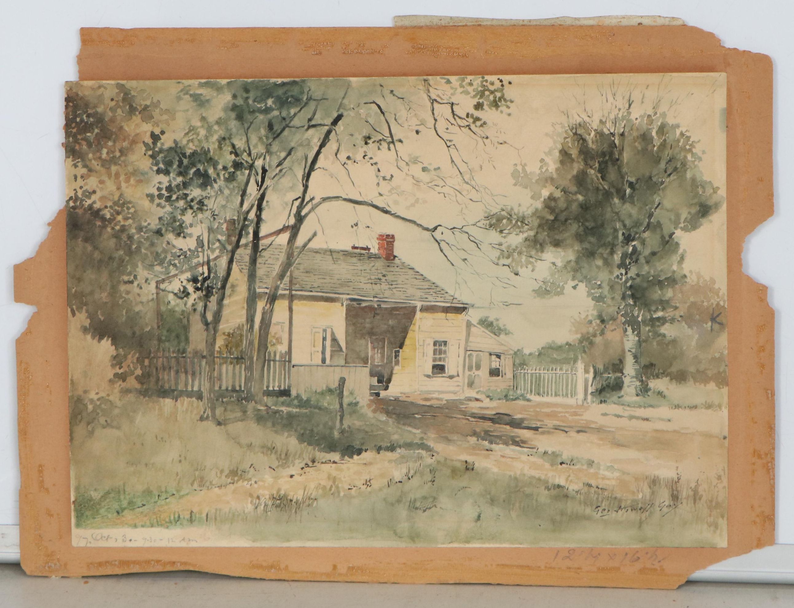 George Howell Gay Watercolor Painting of a House, 1897