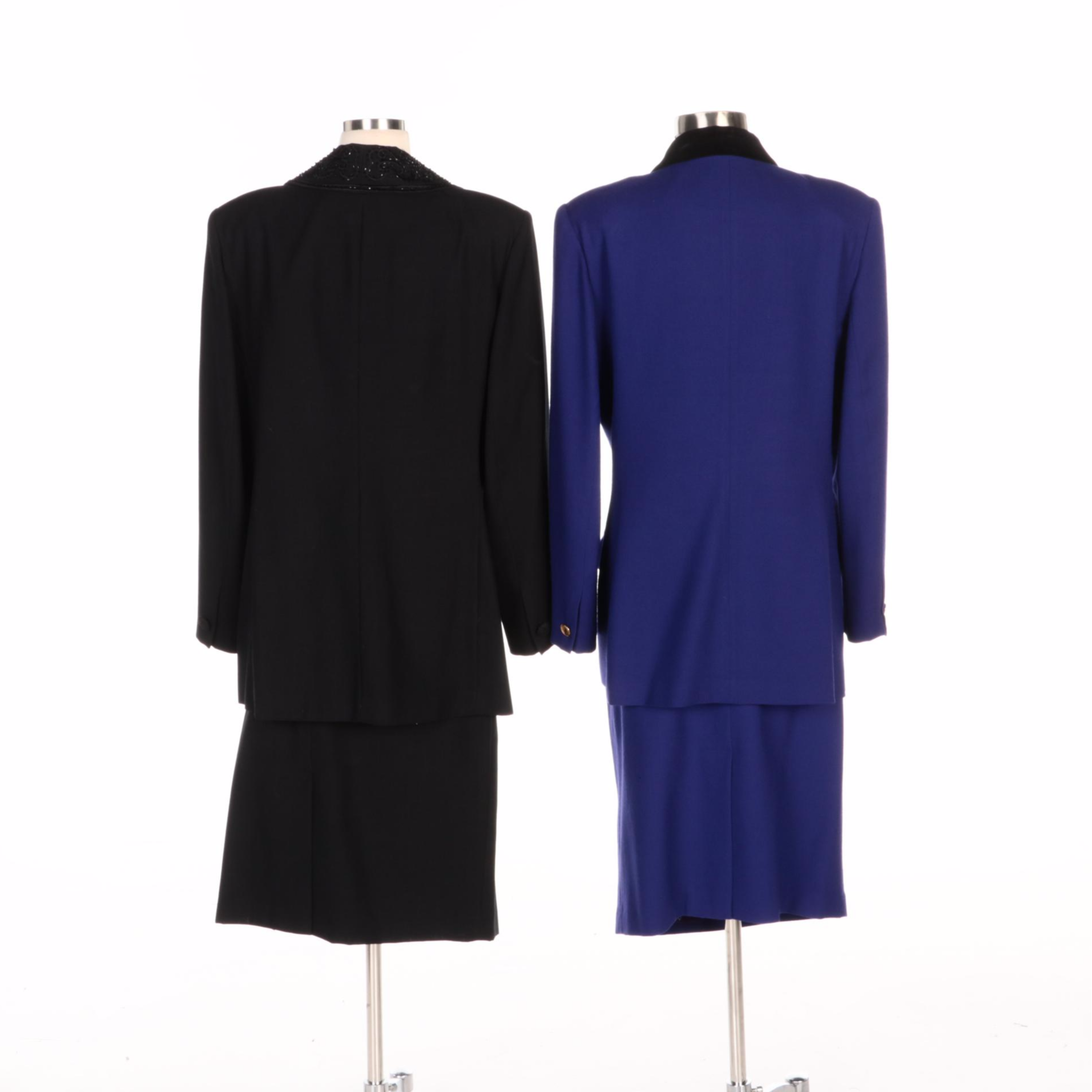 Emily Black Embellished Skirt Suit and Double-Breasted Wool Skirt Suit