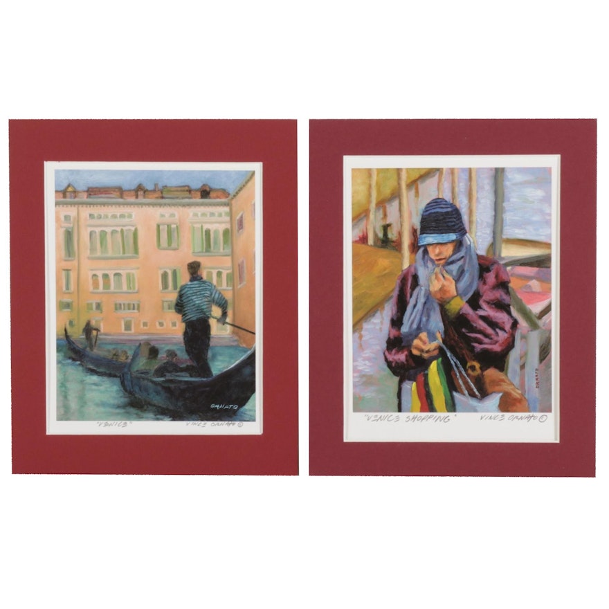 Vince Ornato Giclées "Venice" and "Venice Shopping," 21st Century