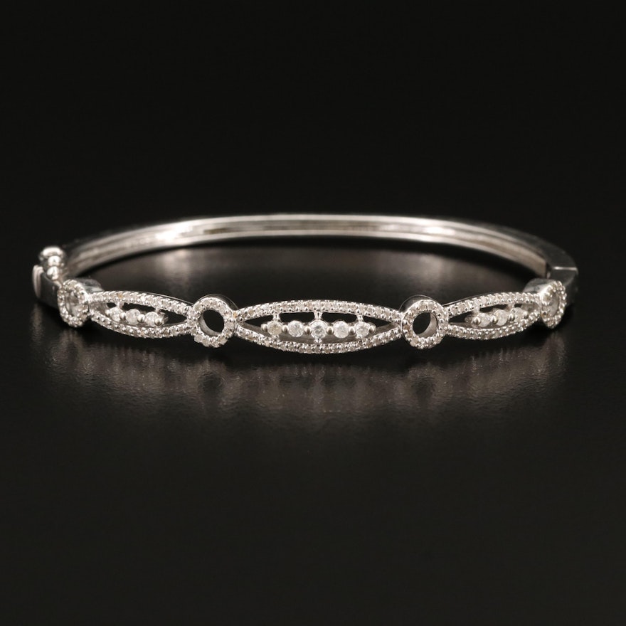 14K Diamond Hinged Bangle