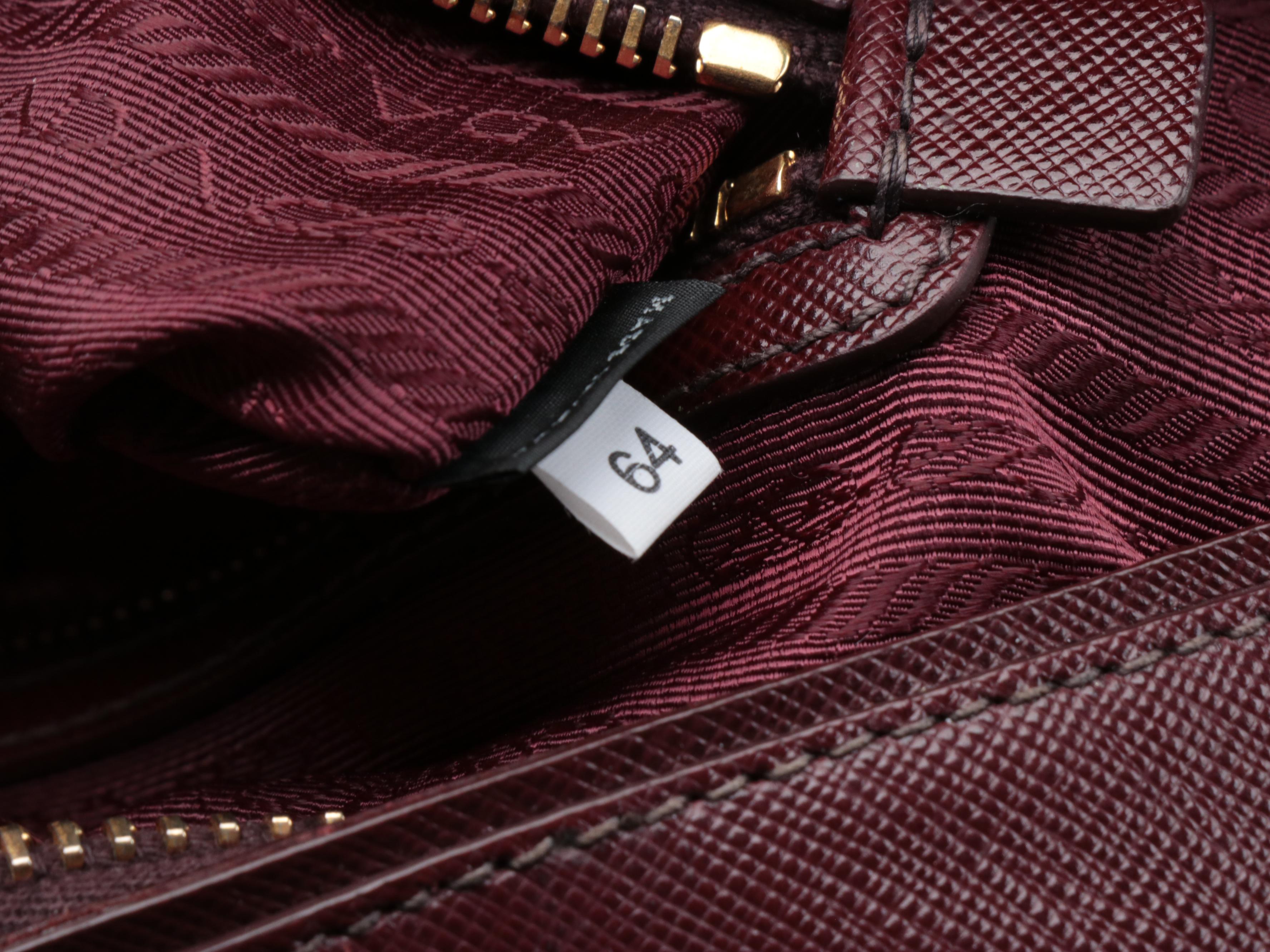 Prada Bauletto Burgundy Saffiano Leather Two-Way Satchel