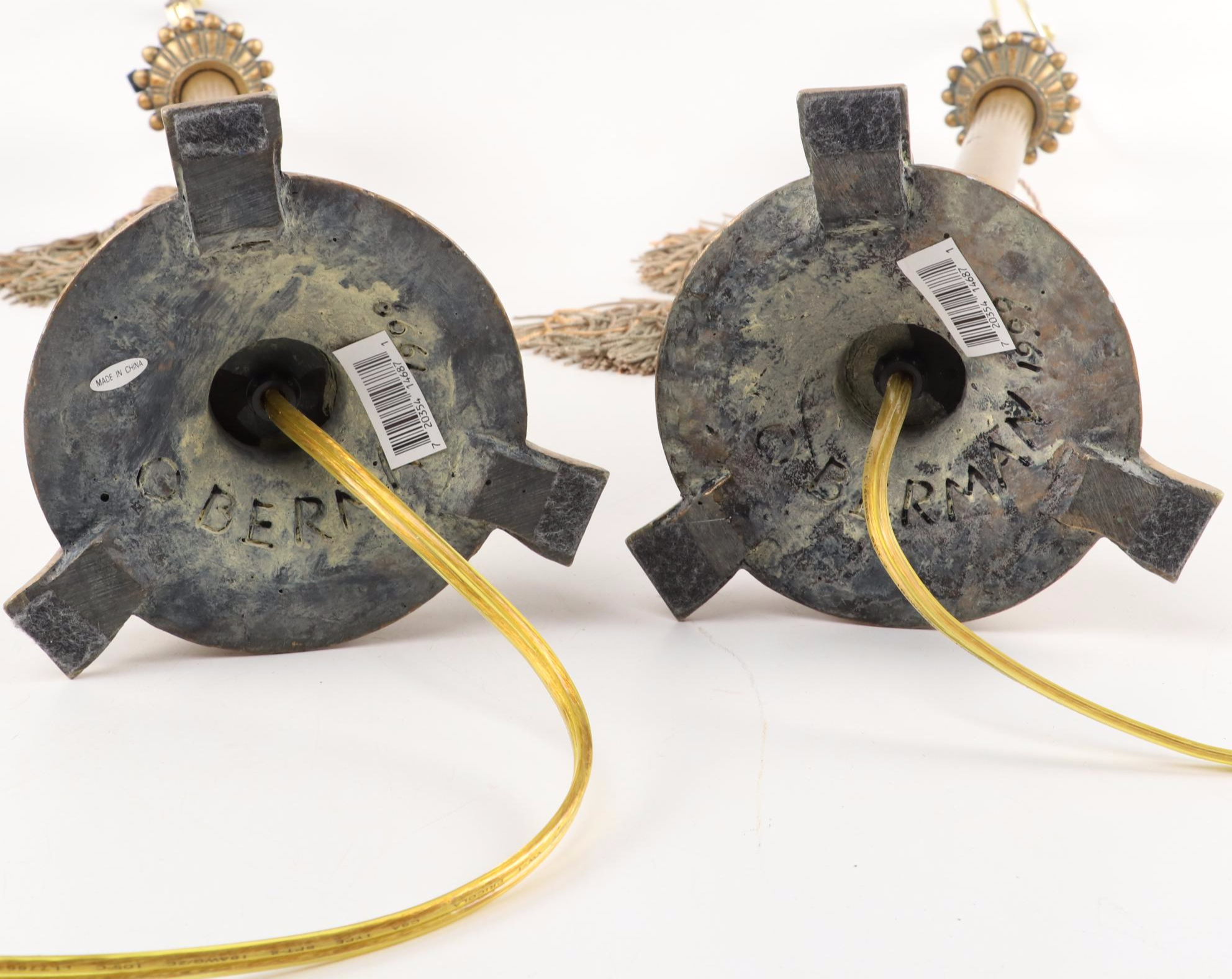 Berman Neoclassical Style Gilt Composite Table Lamps