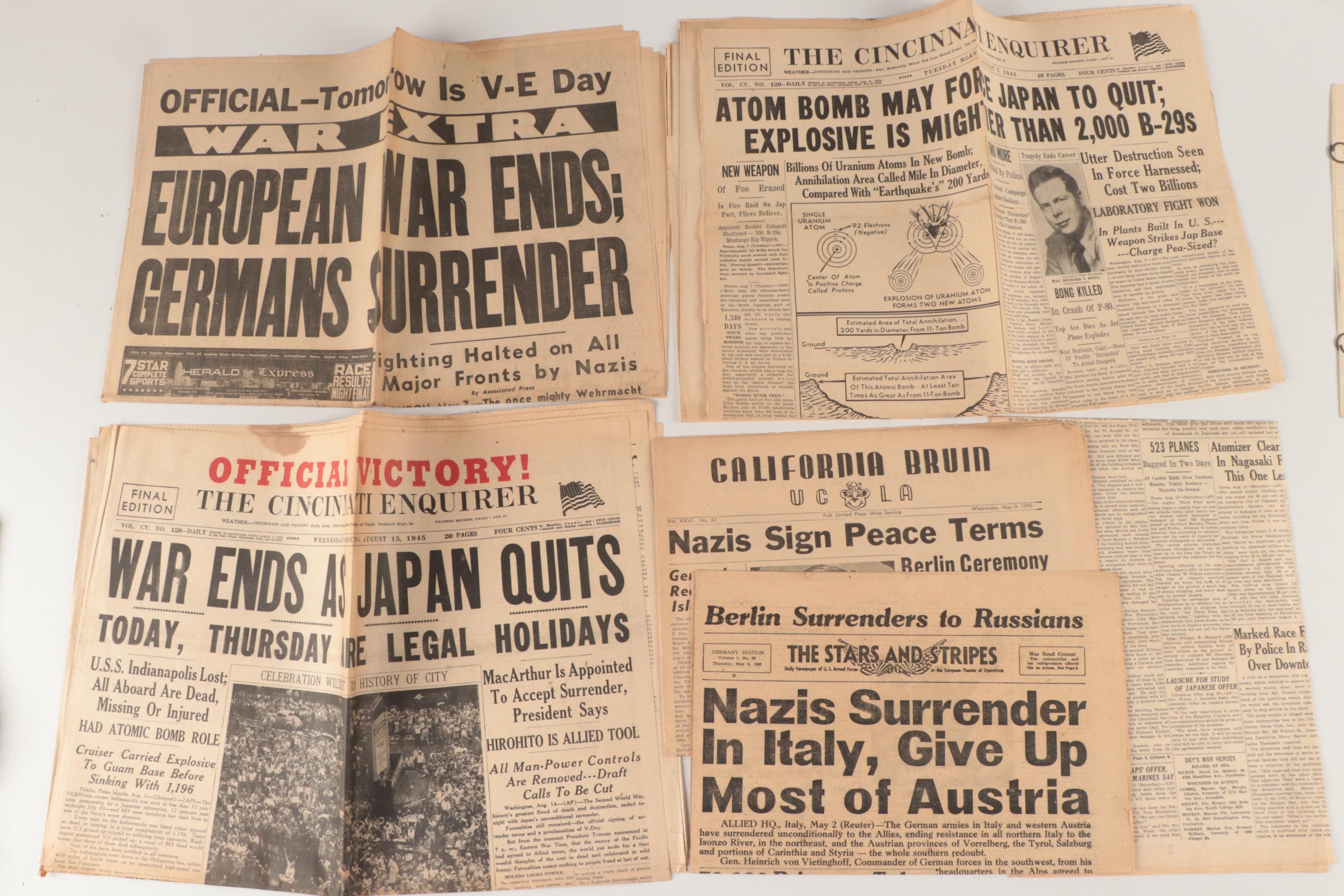 Cincinnati Newspaper Front Pages Featuring World War II Headlines