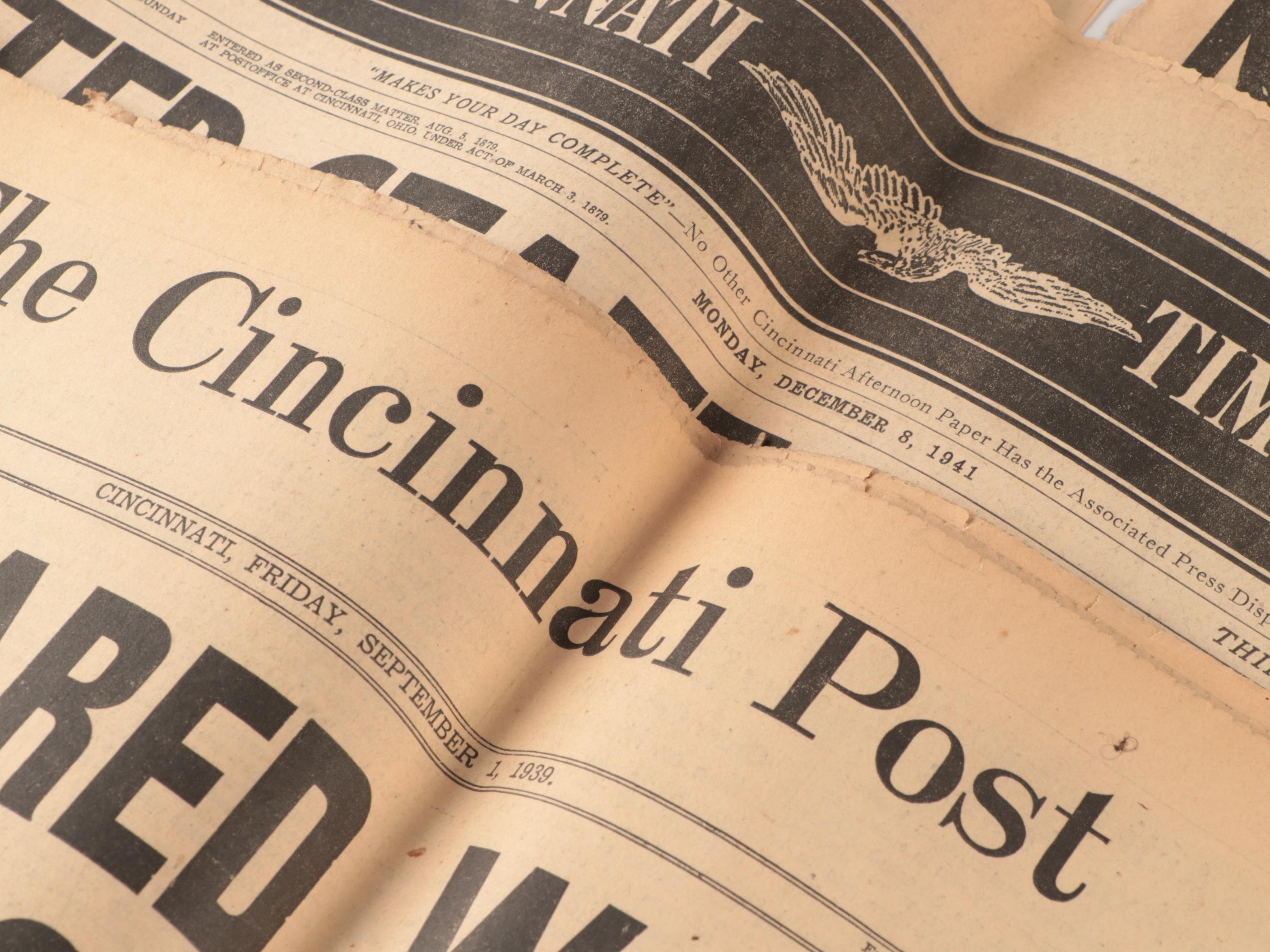 Cincinnati Newspaper Front Pages Featuring World War II Headlines