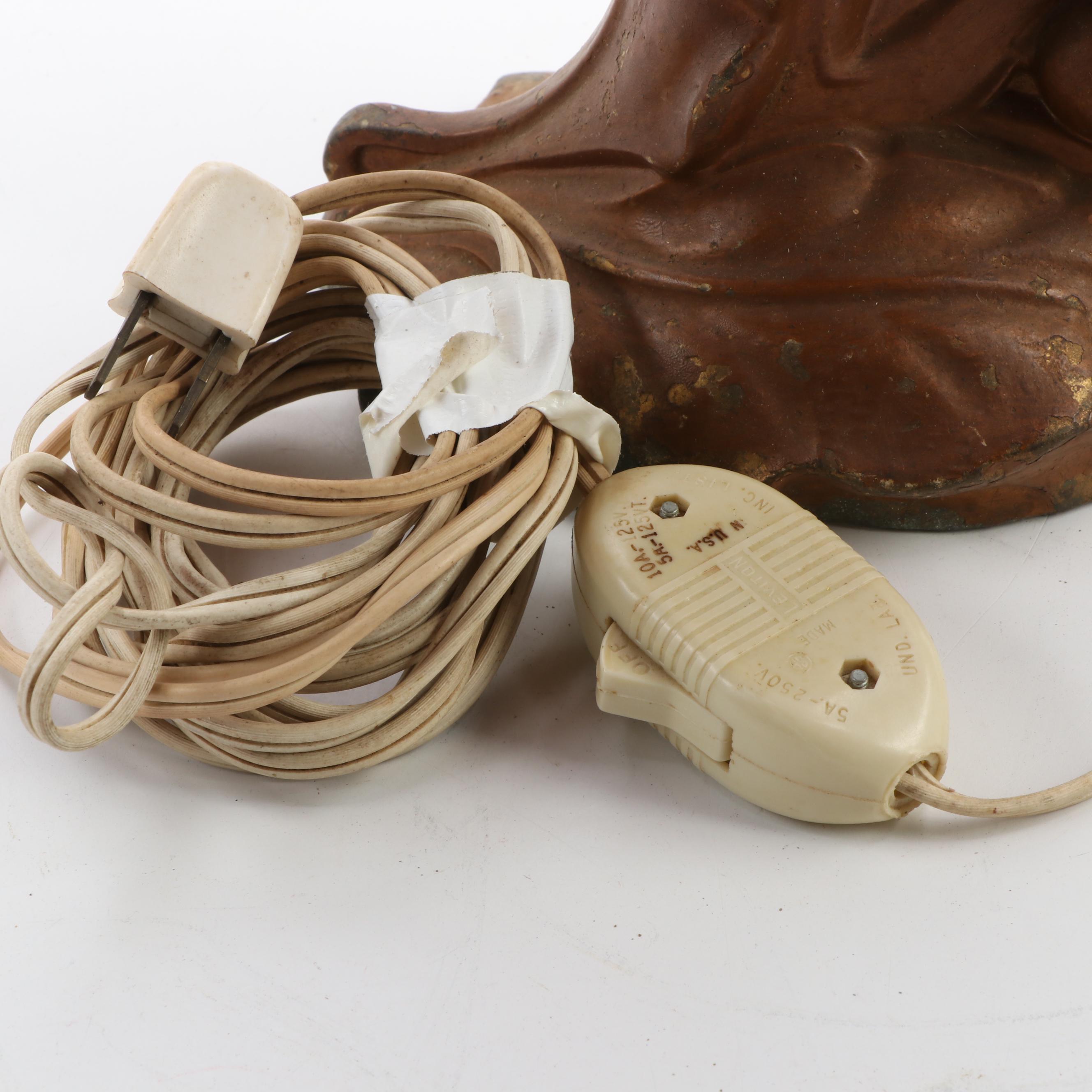 Tiffany Style Slag Glass Gilt Metal Art Nouveau Table Lamp